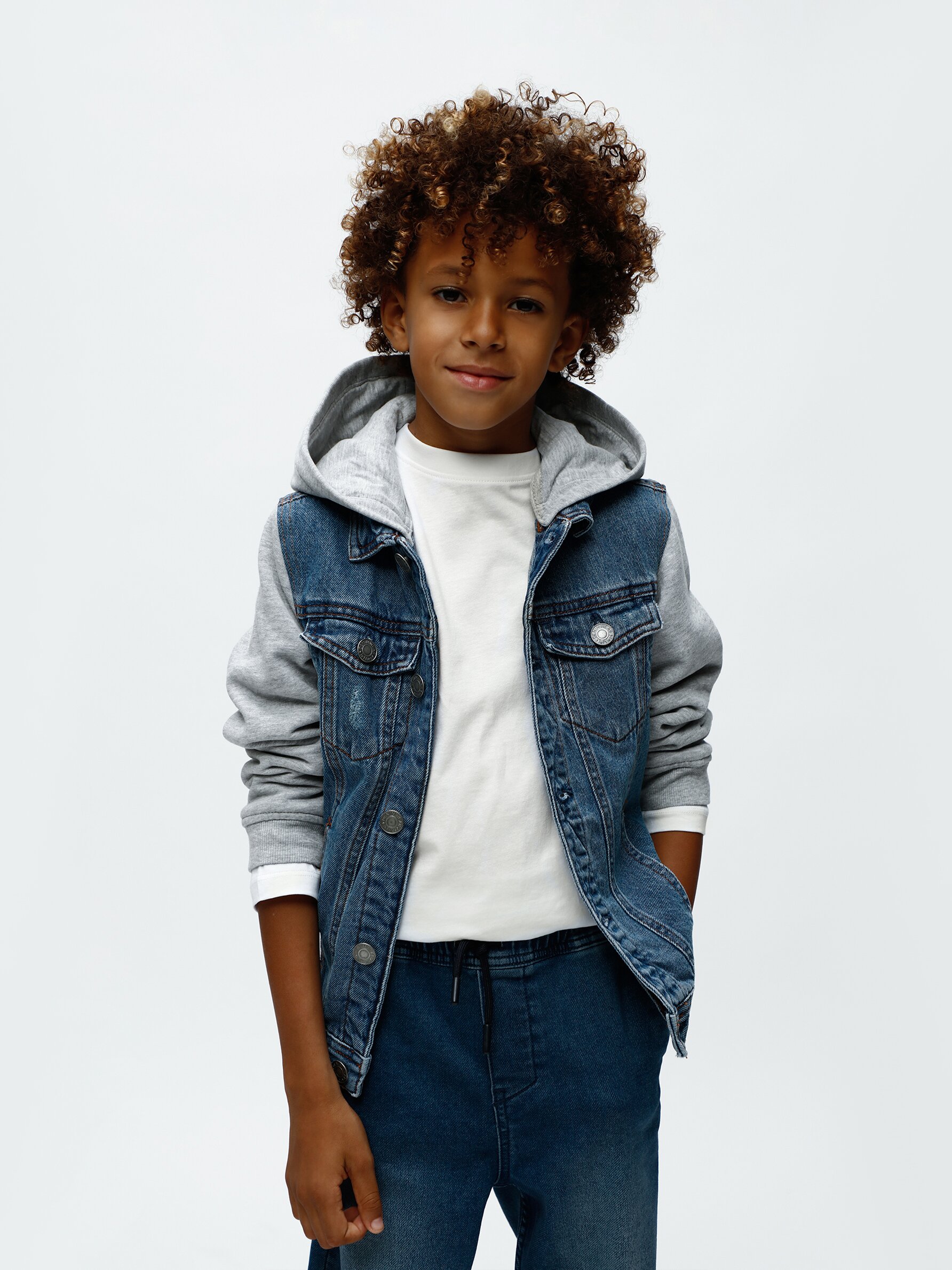 Boys denim jacket with hood store