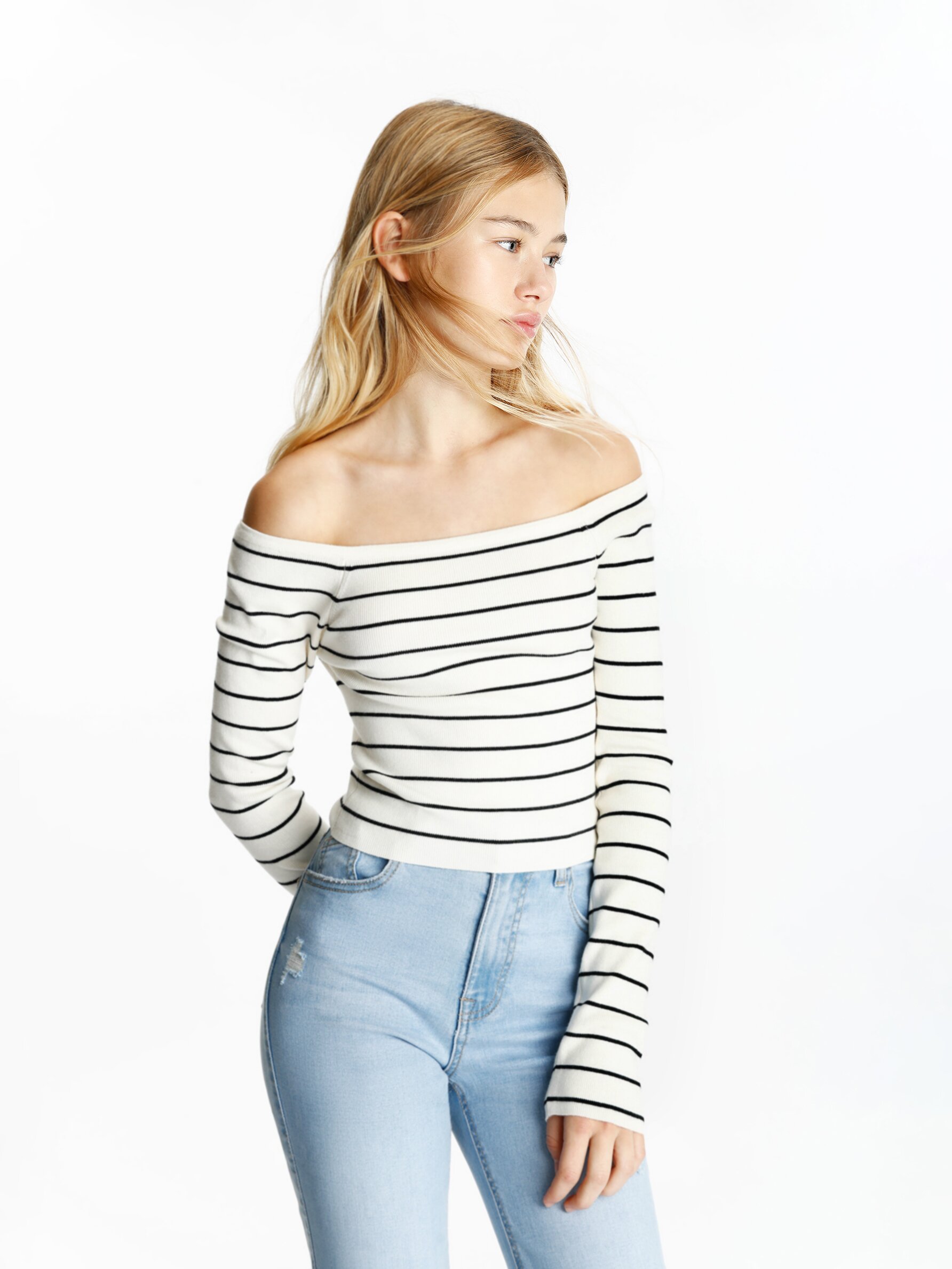 White open shoulder clearance sweater