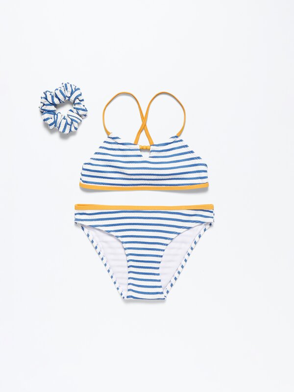 Striped 2-piece bikini and scrunchie set - Swimsuits | Bikinis - Girl ...