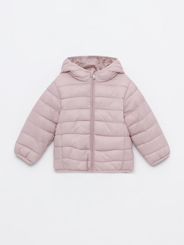 Lightweight hooded puffer jacket