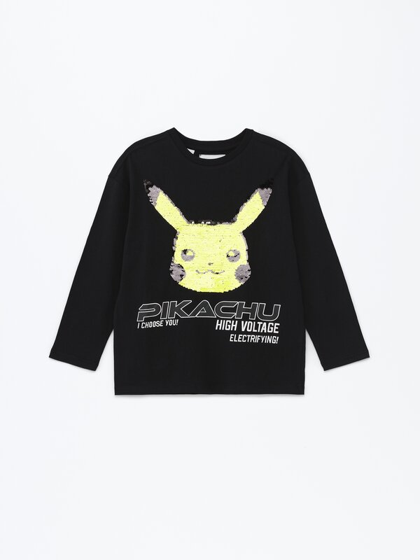 Pikachu Pokémon™ T-shirt with reversible sequins