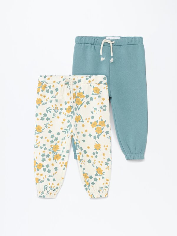 Pack of 2 contrast plush trousers
