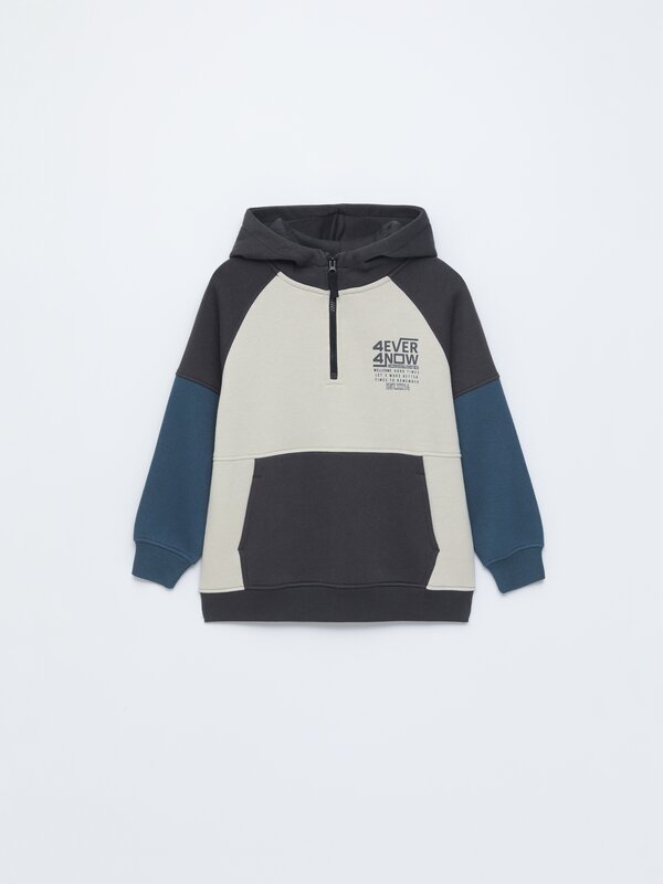 Sudadera color block cremallera