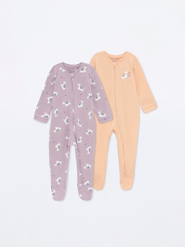 Pack of 2 sleepsuits with zip Wow! Prices Baby Girl Kids