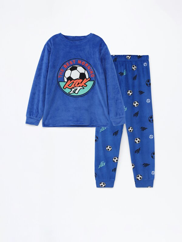 Conjunto de pijama de pelito estampado f tbol Pijamas ROPA