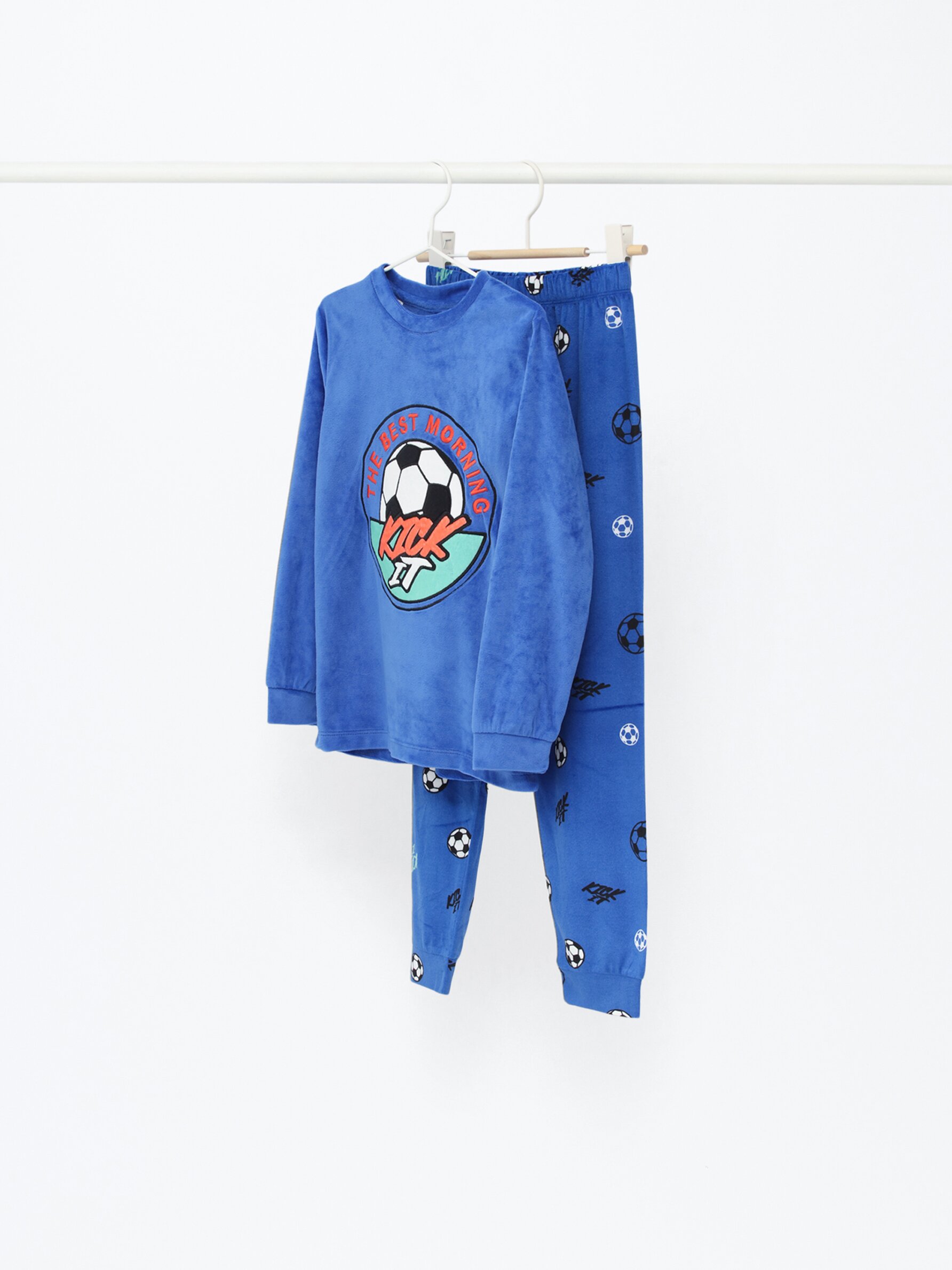 Conjunto de pijama de pelito estampado fútbol - Pijamas - ROPA INTERIOR, PIJAMAS - Niño - Niños 