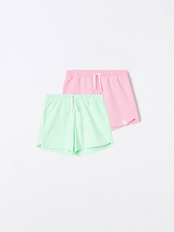 Pack of 2 basic plain plush shorts