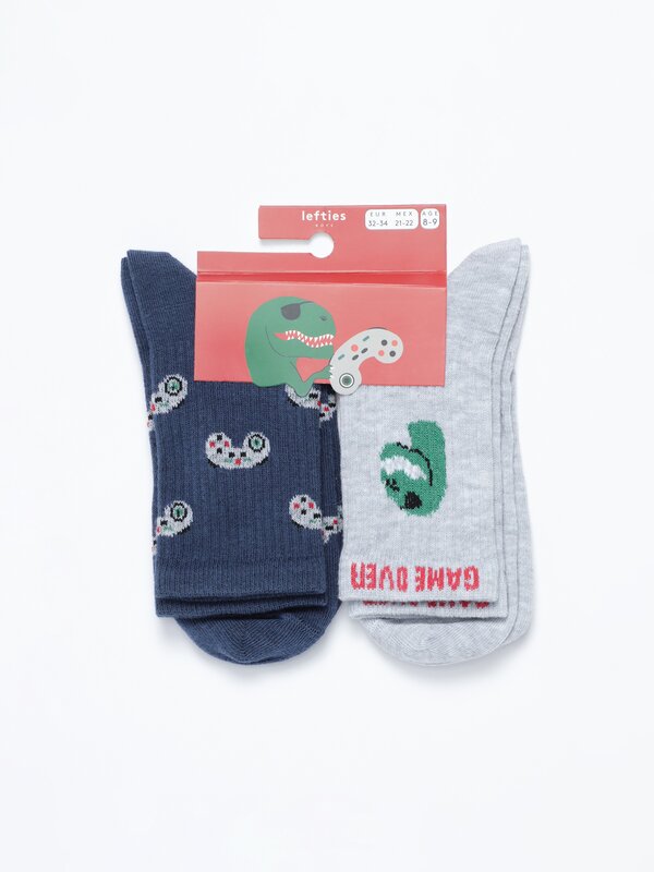 Pack of 2 pairs of dinosaur socks
