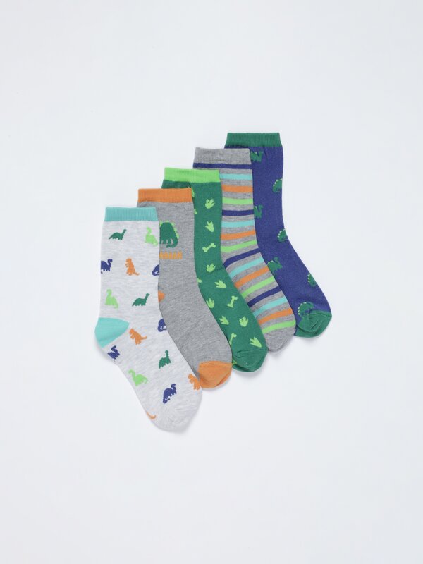 Pack of 5 pairs of dinosaur socks