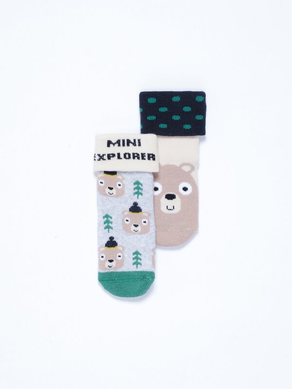 Pack of 2 pairs of bear print socks