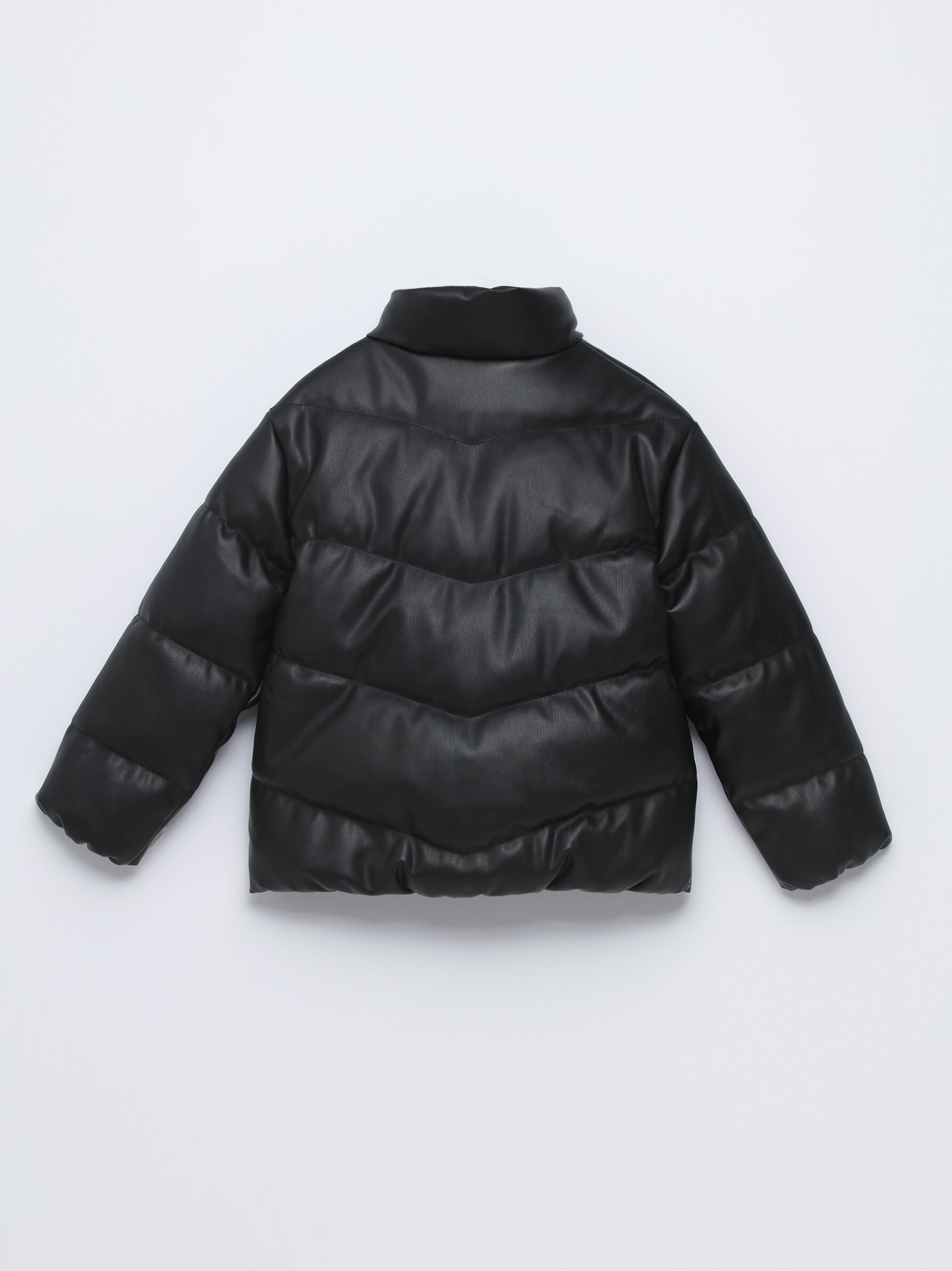 Faux leather 2024 puffer jacket