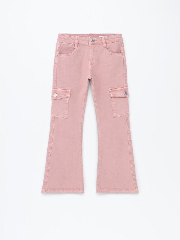 Flared cargo trousers