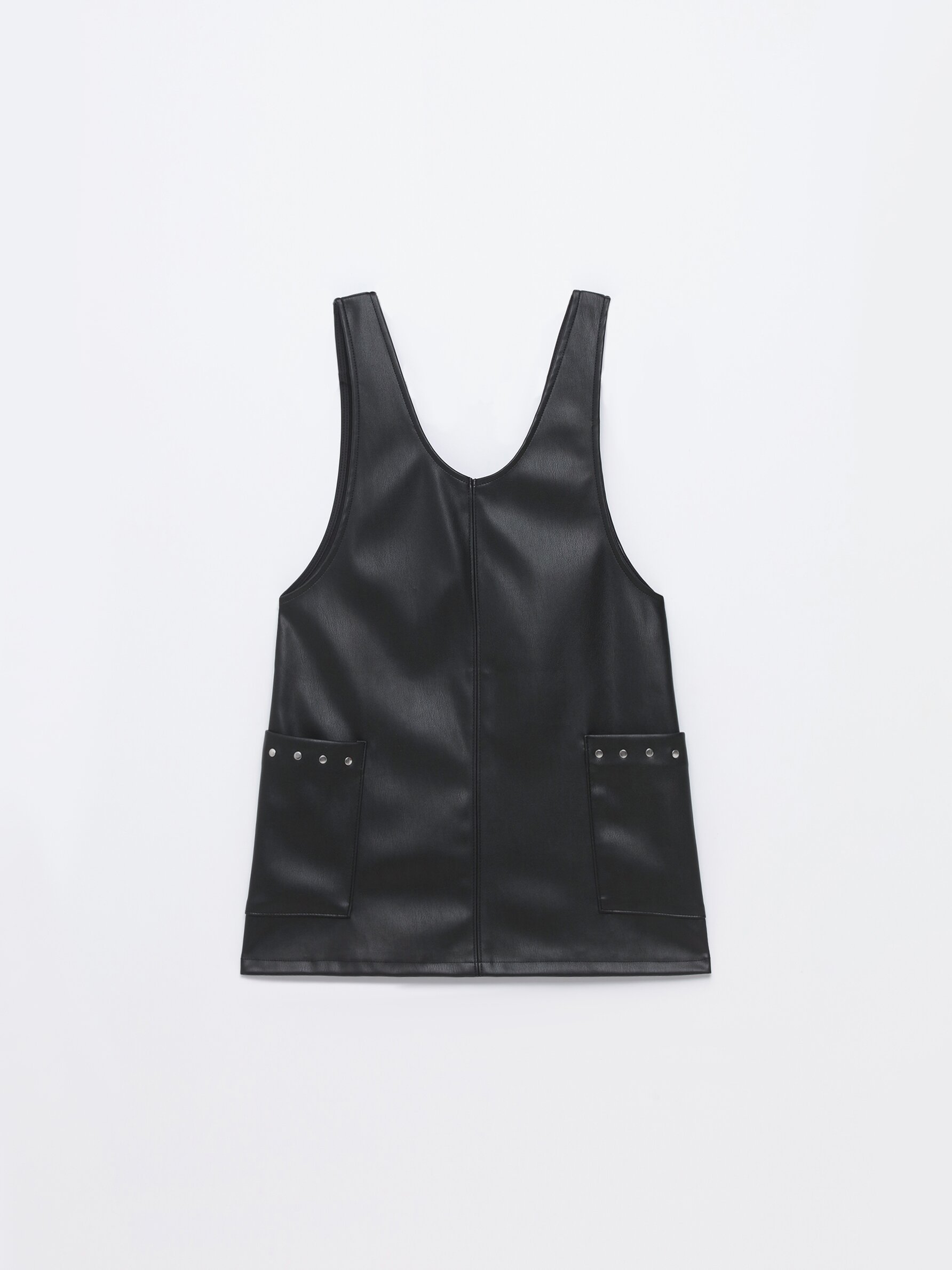 Faux leather pinafore dress