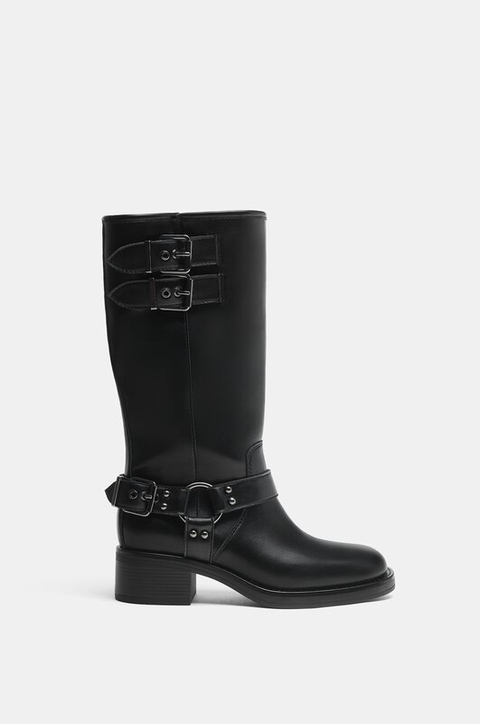 Biker boots with buckles - Boots | Ankle Boots - FOOTWEAR - Woman ...