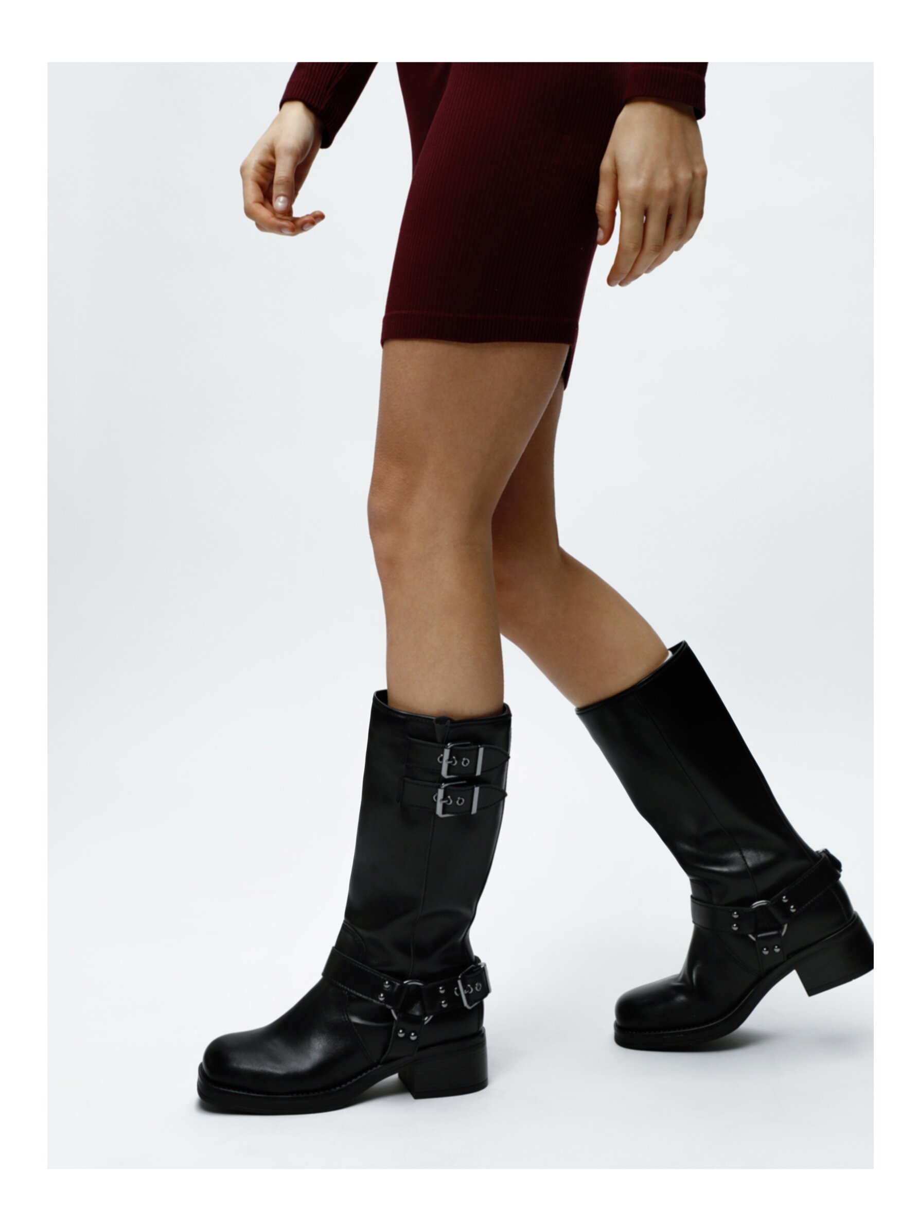 Biker boots with on sale buckles