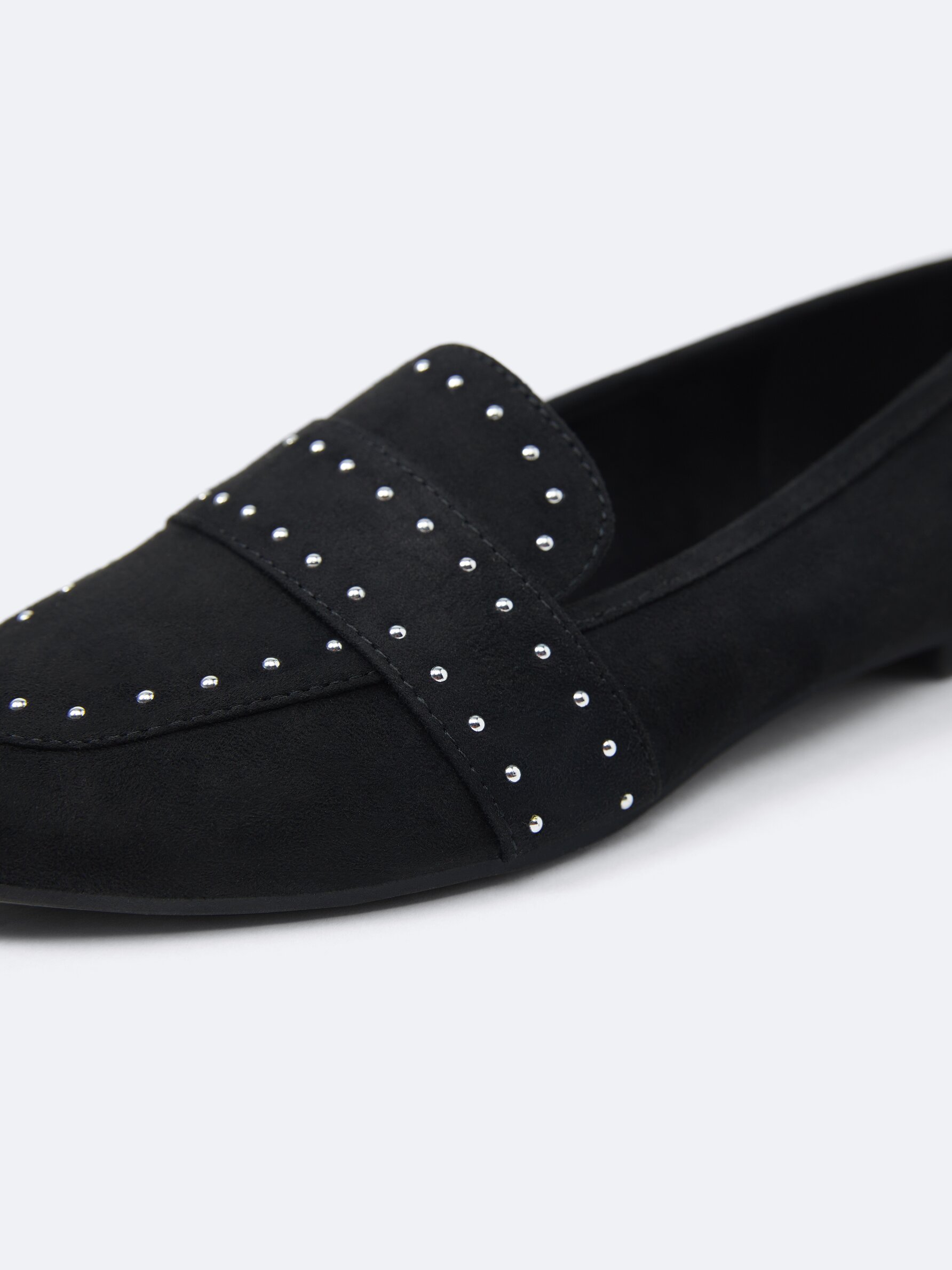 Womens black studded loafers sale