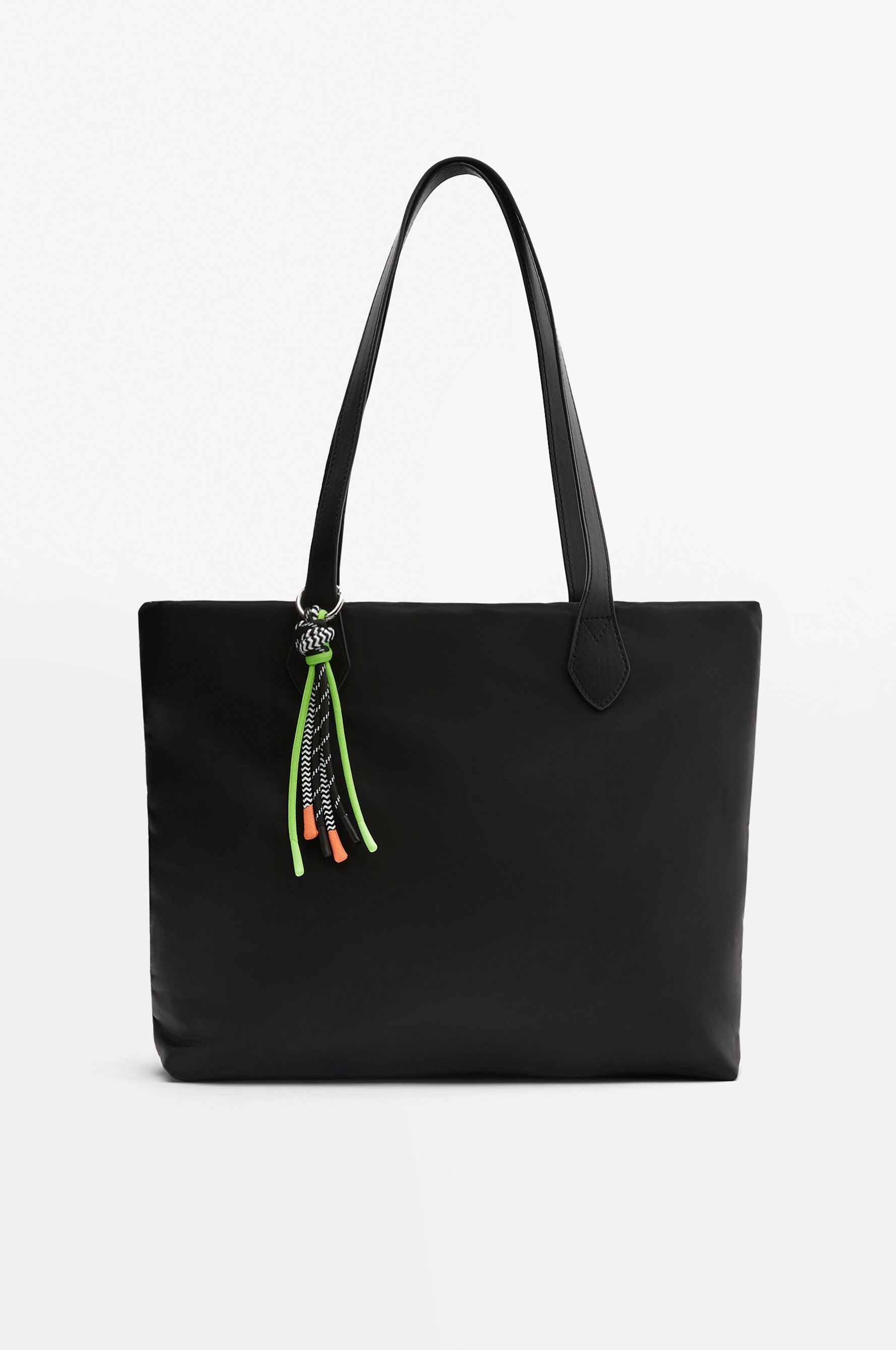 Nylon shopper bag with decorative pendant