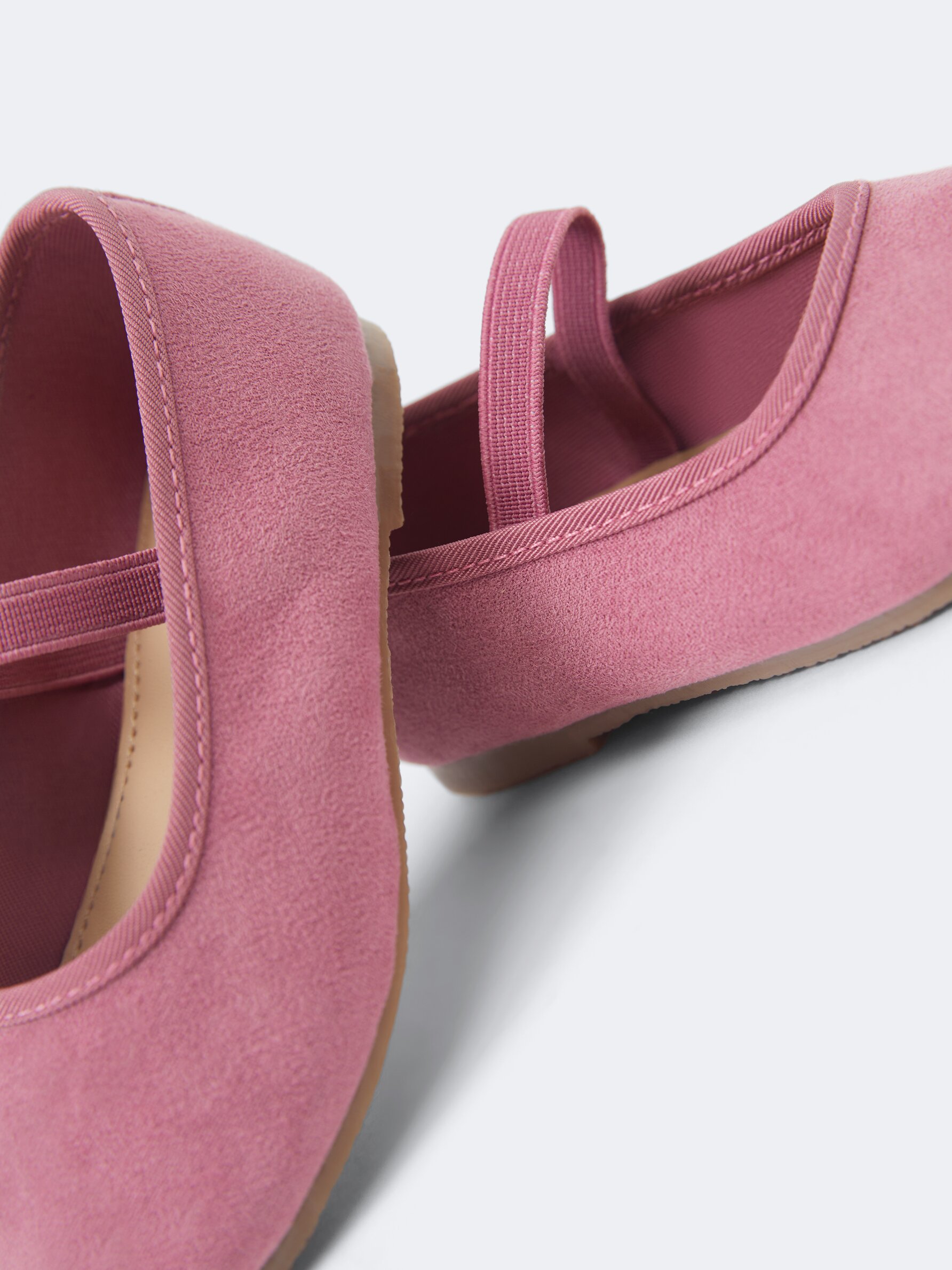 Pink suede ballet online flats