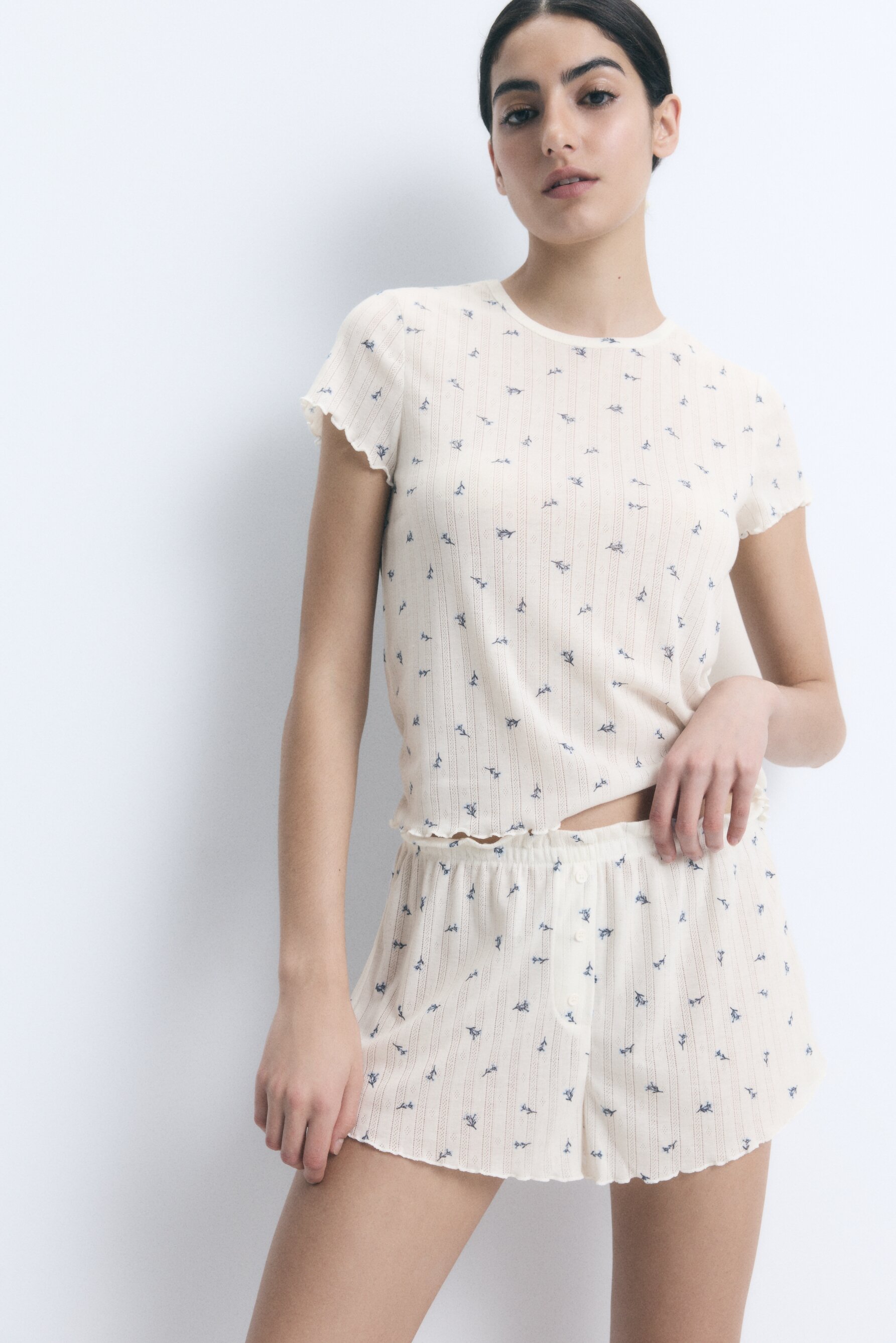 Pijama corto pointelle