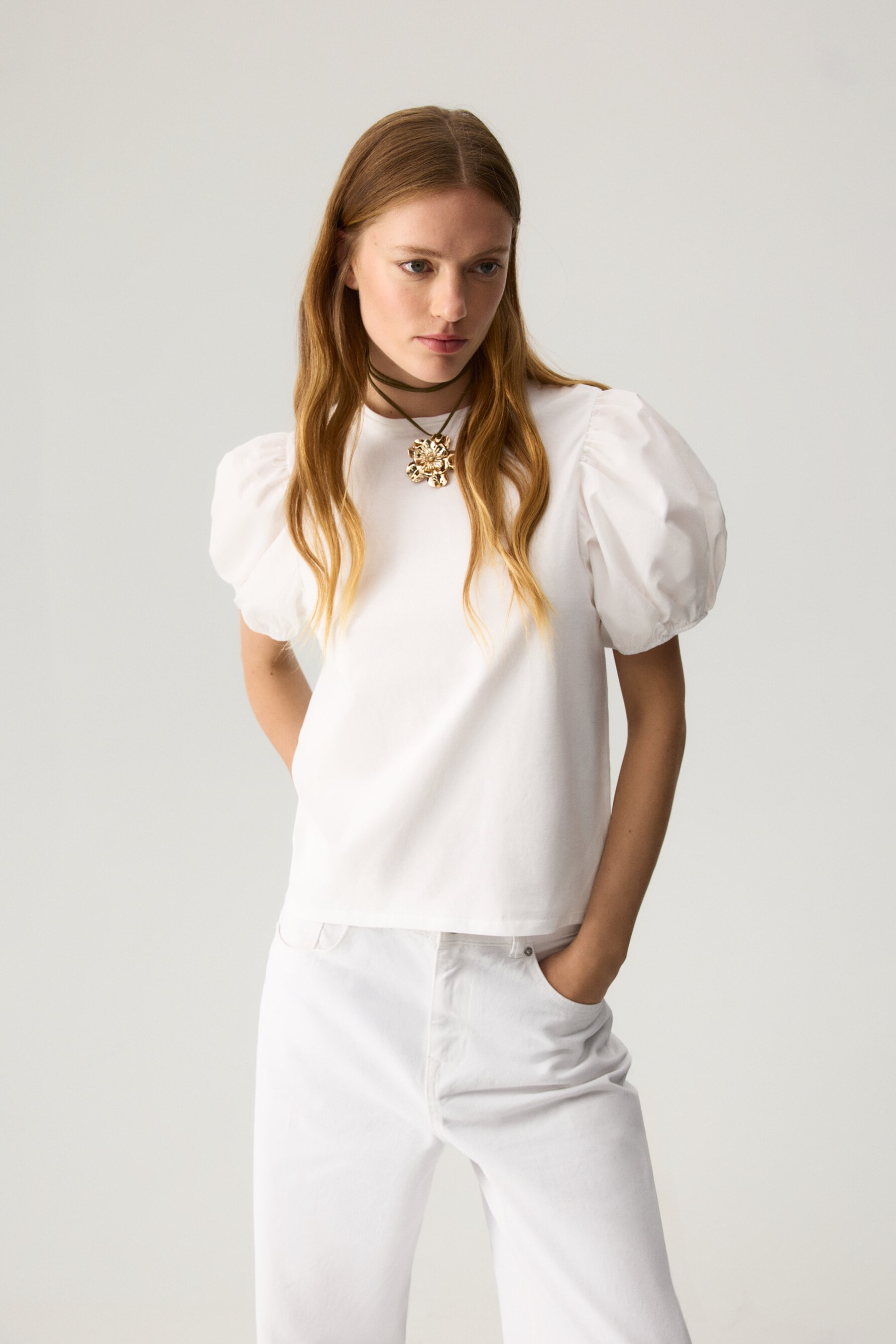 Camiseta manga abullonada