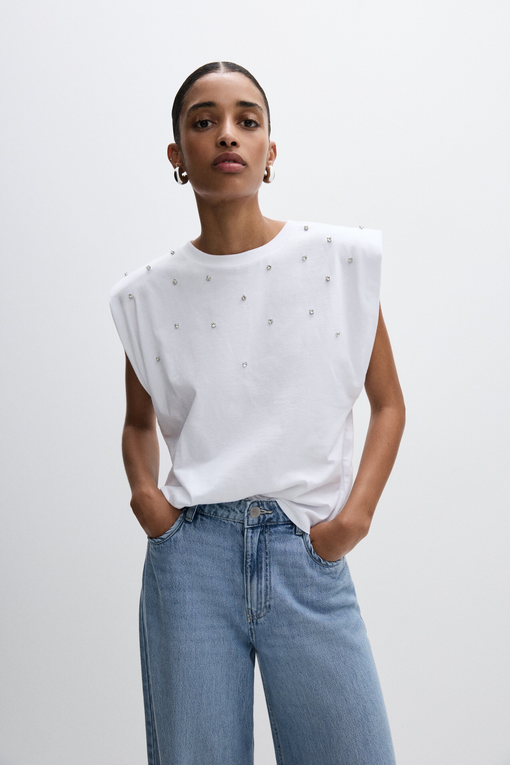 Camiseta strass efecto lavado