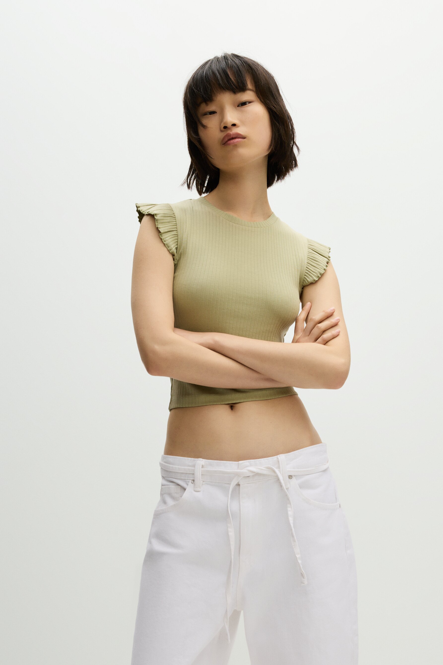 Camiseta canalé volantes