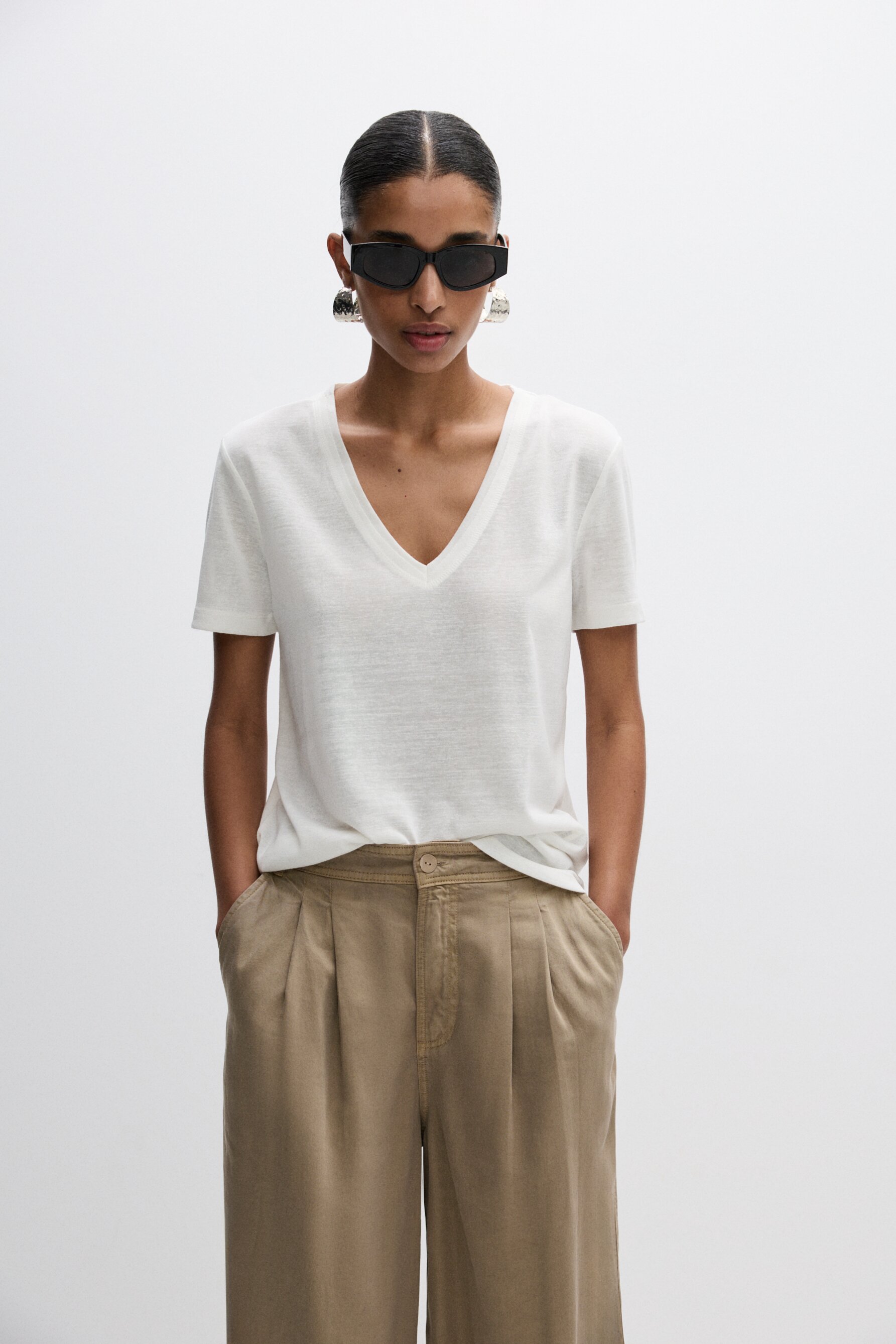 Camiseta rústica cuello pico