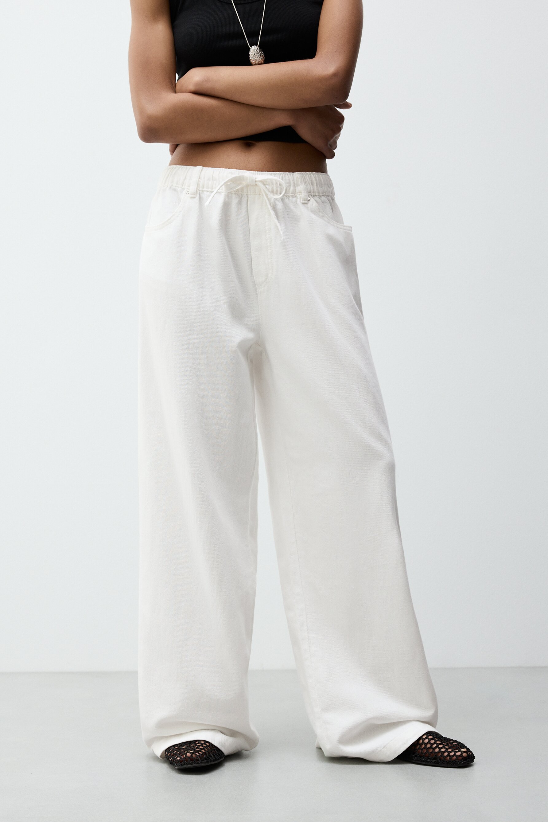 Jeans wide leg cordón