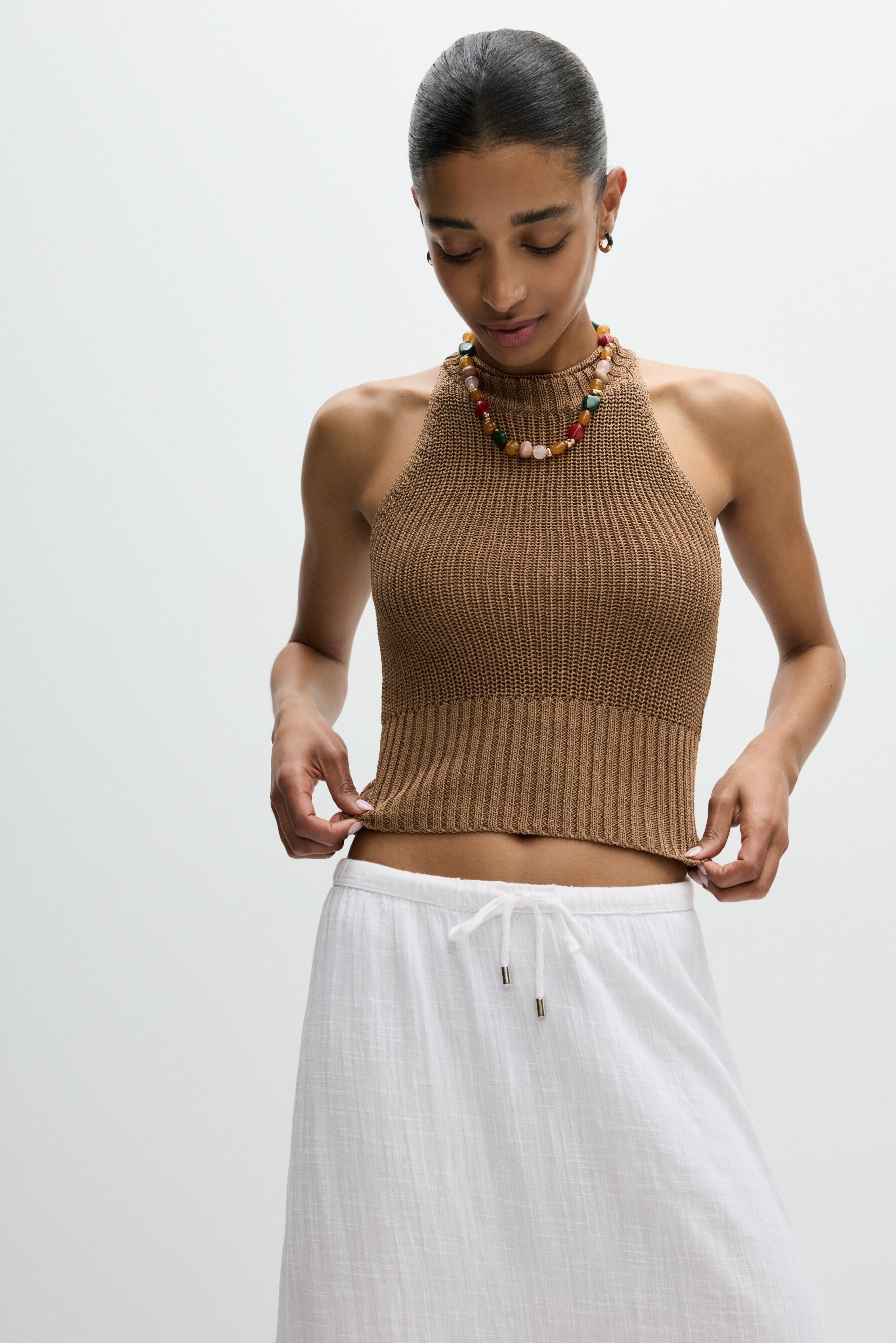 Top punto cuello halter