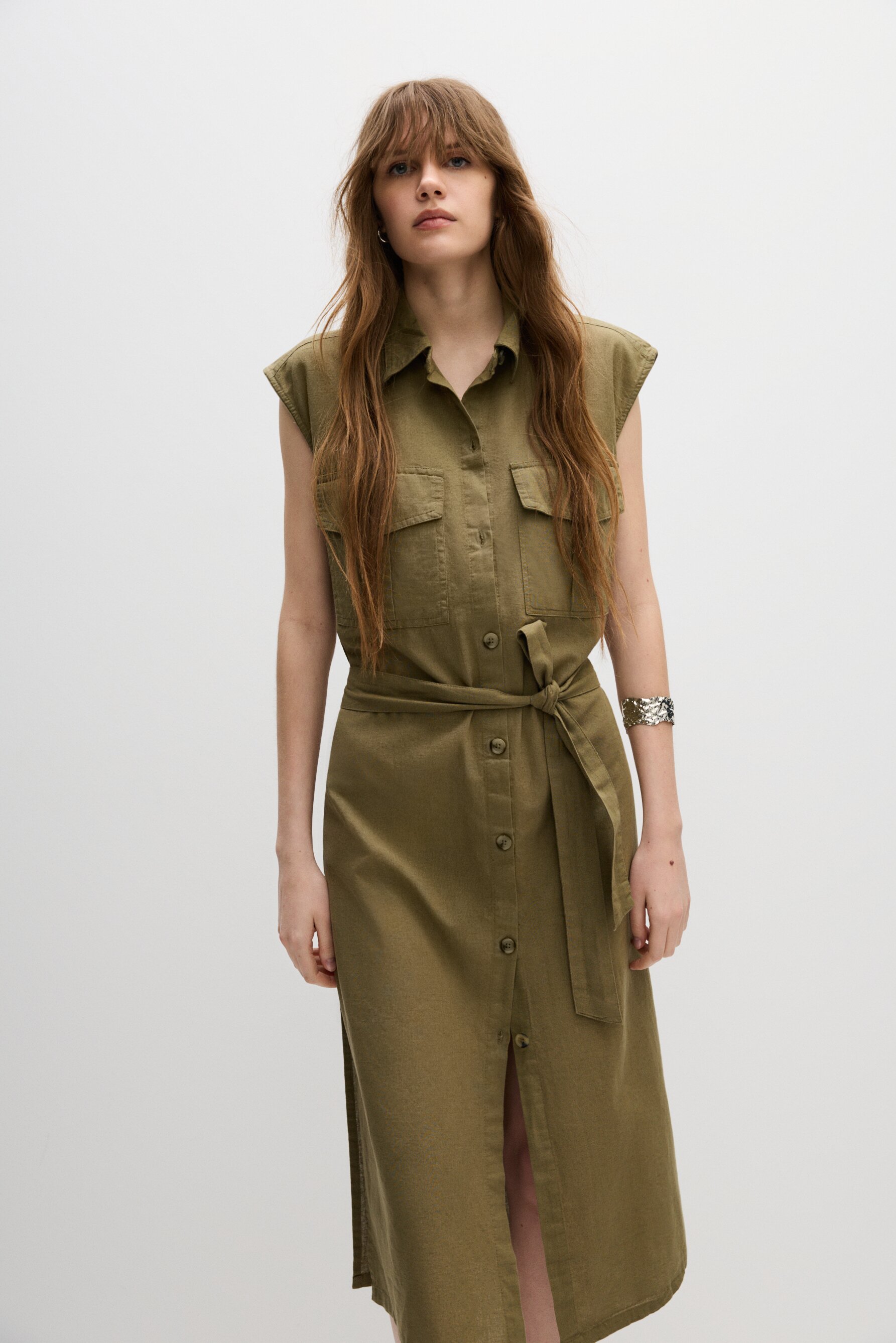 Vestido camisero rústico