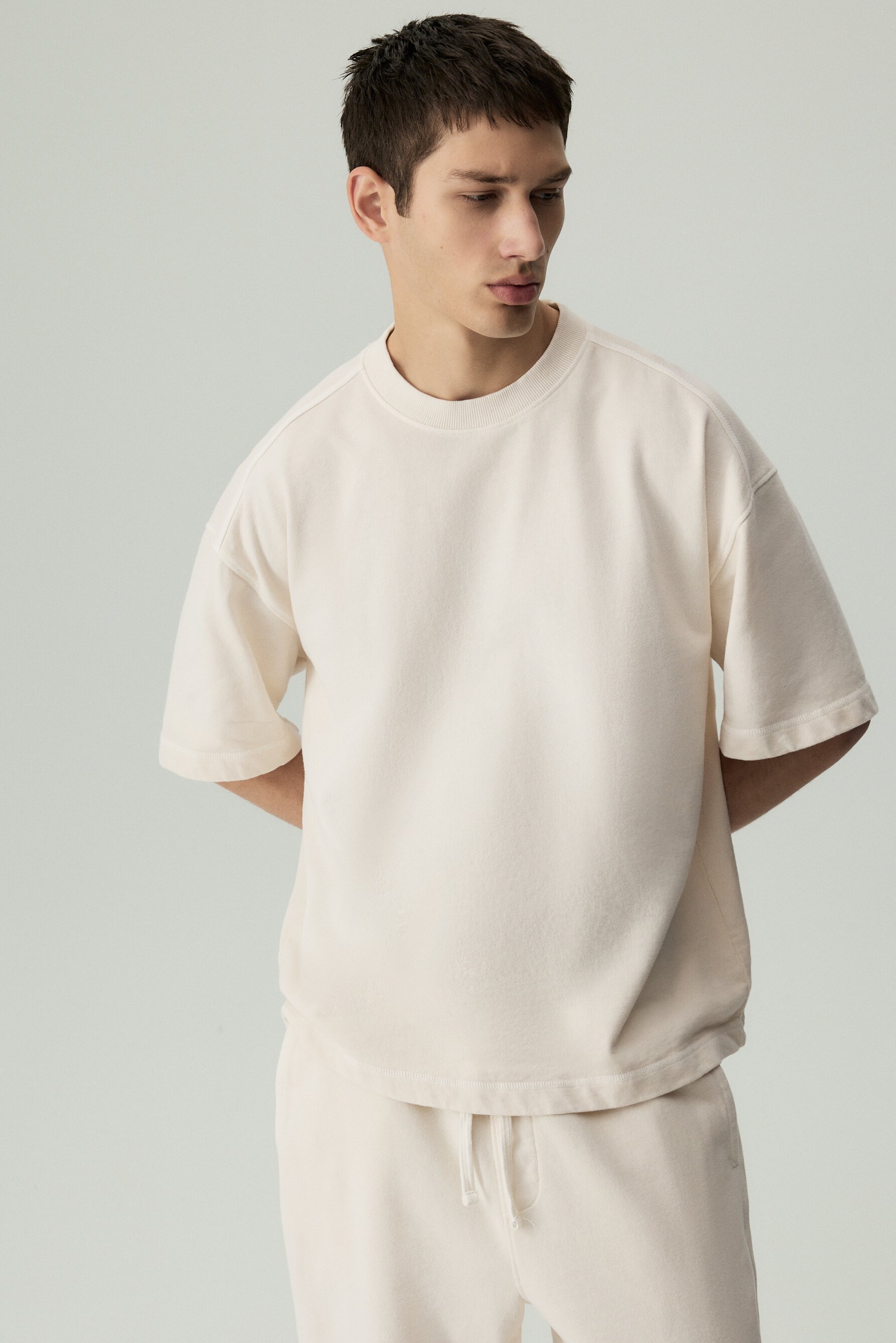 Sudadera manga corta efecto lavado