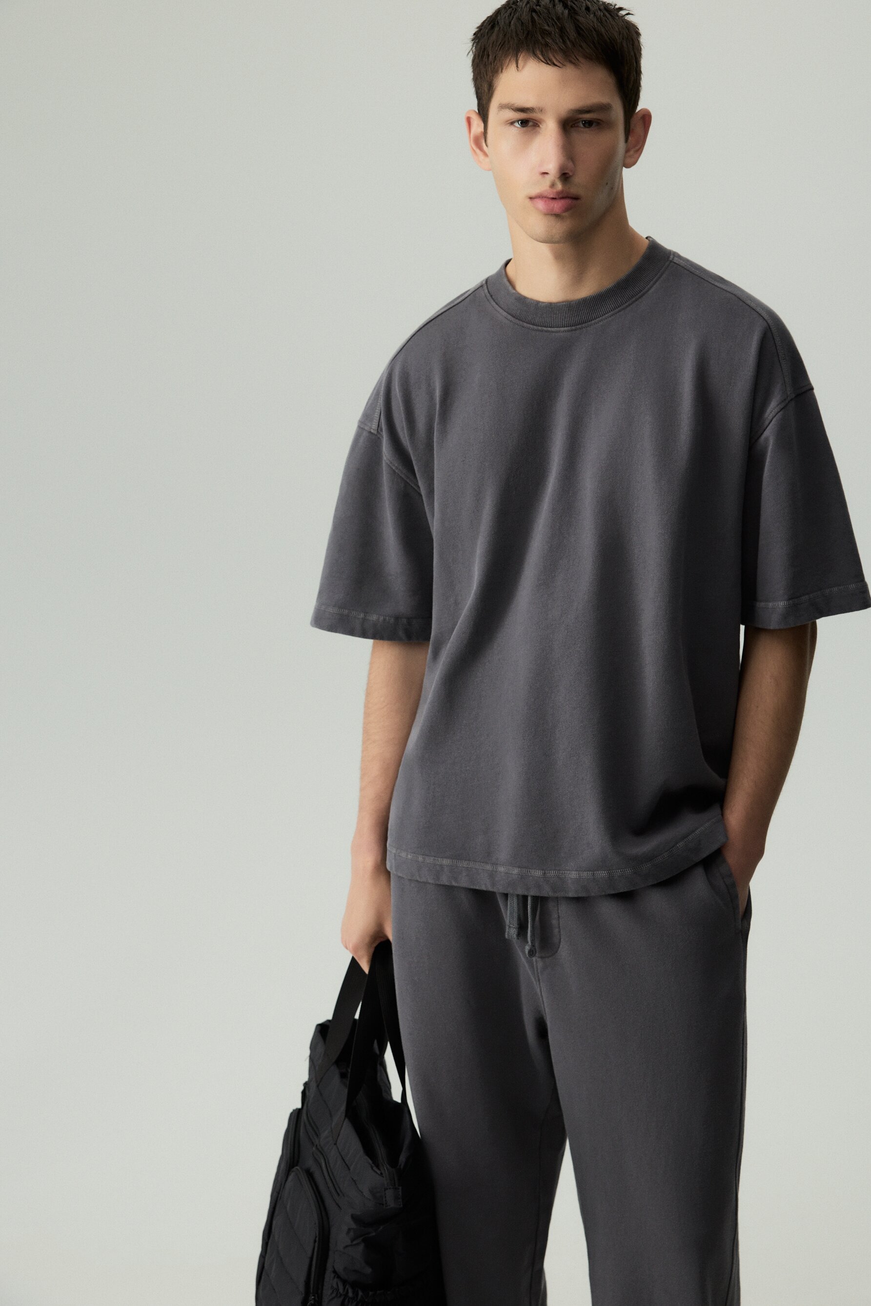 Sudadera manga corta efecto lavado