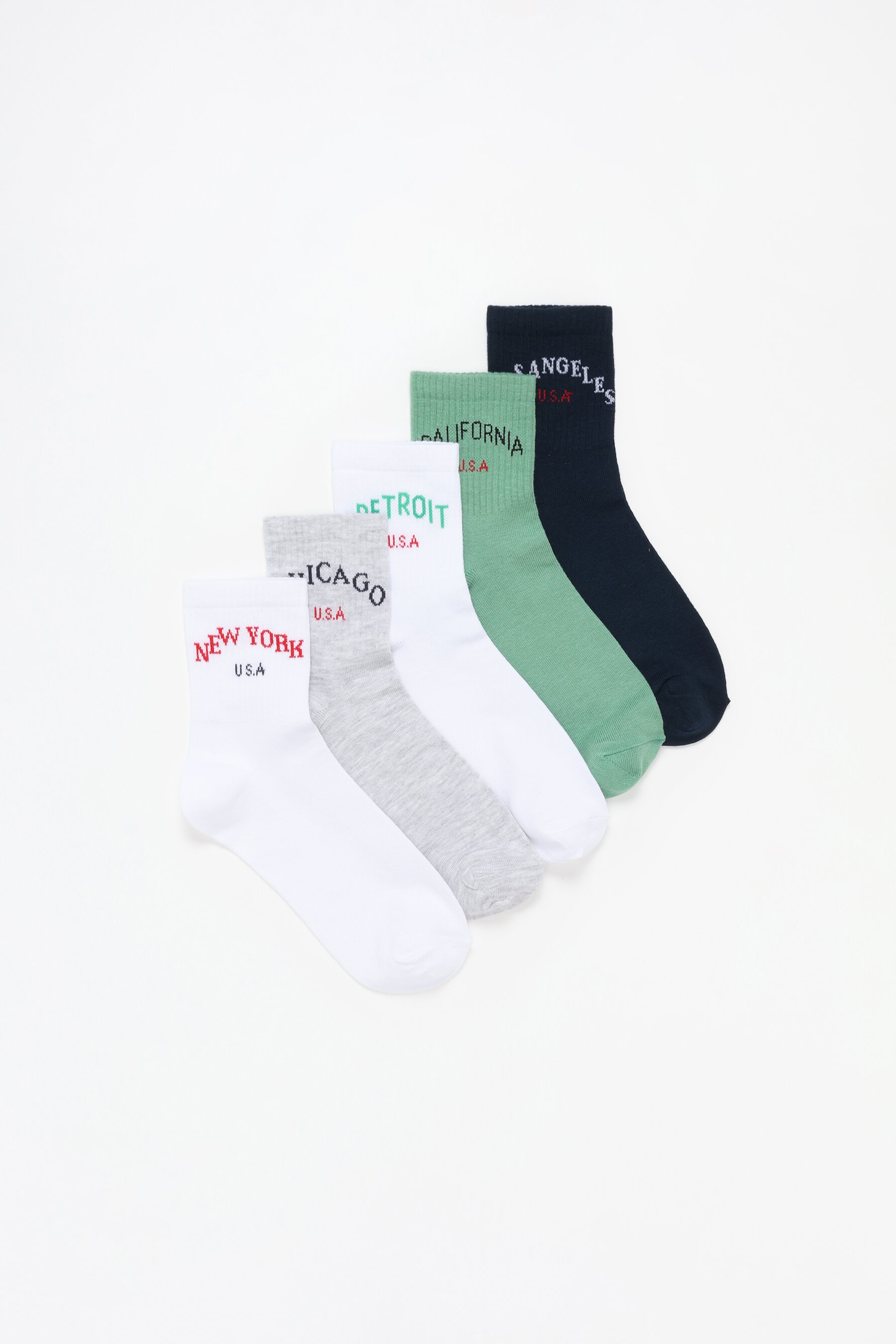 Pack 5 calcetines tobillero alto texto