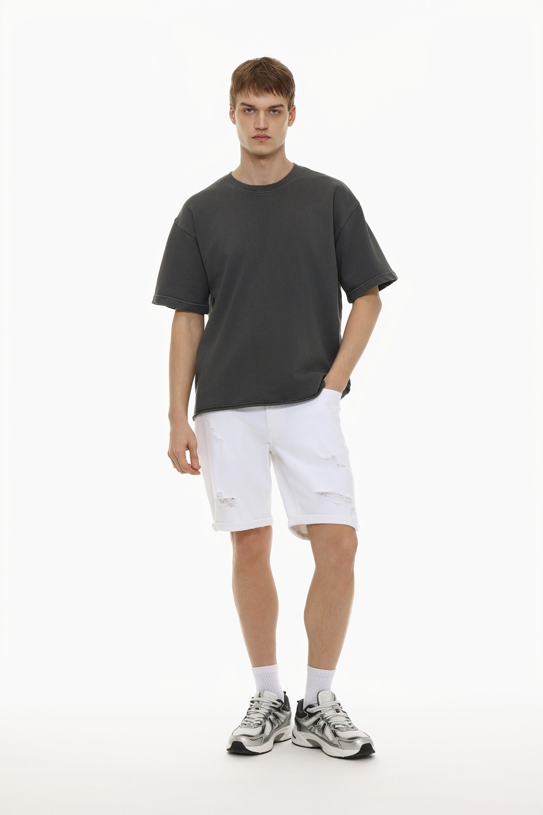 Bermuda denim skinny rotos