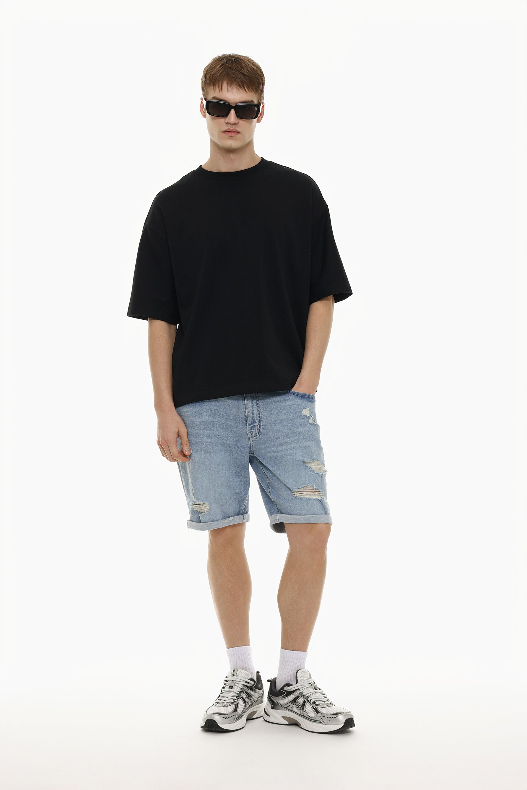 Bermuda denim skinny rotos