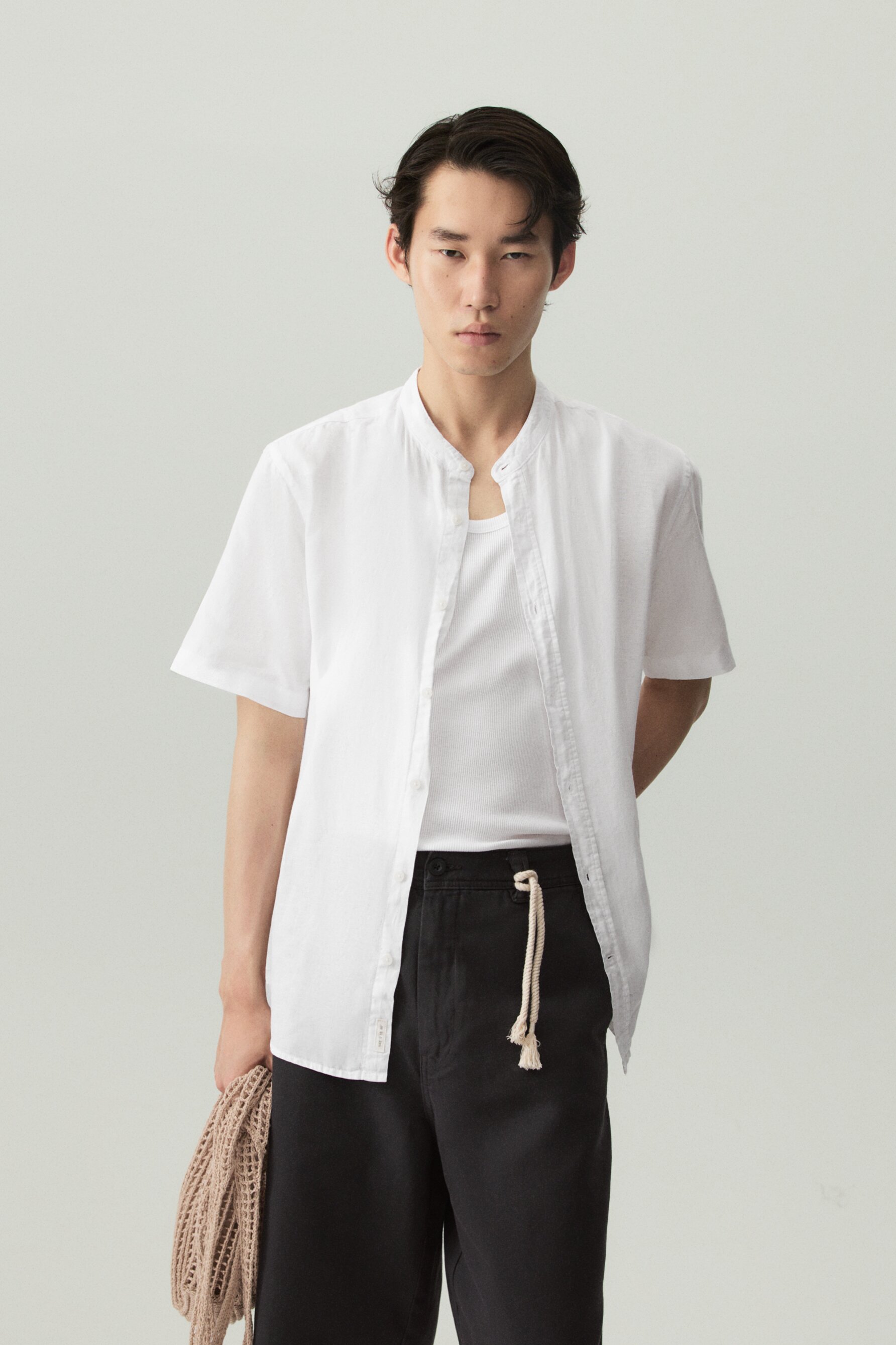 Camisa cuello mao lino - algodón