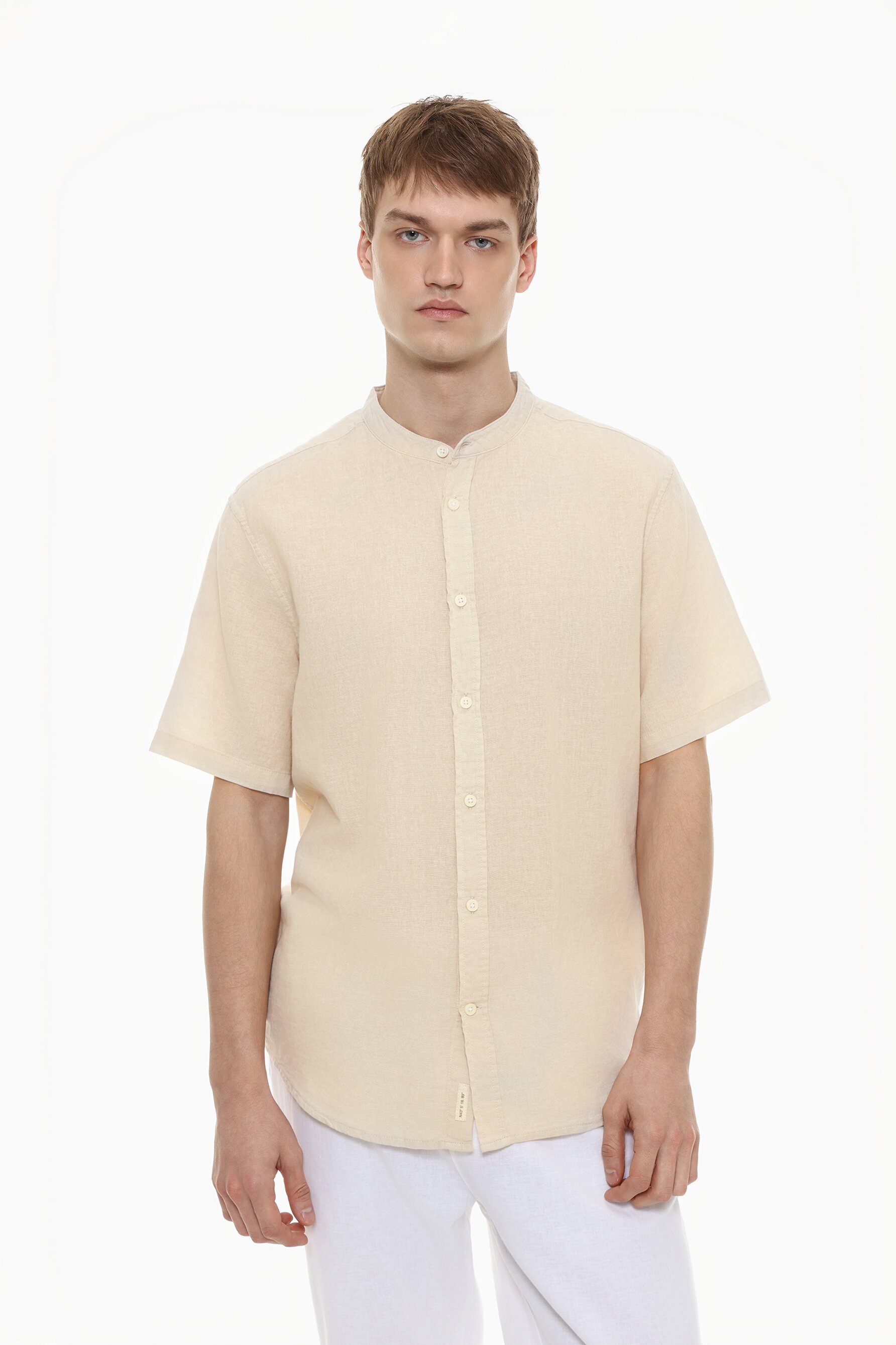 Camisa cuello mao lino - algodón