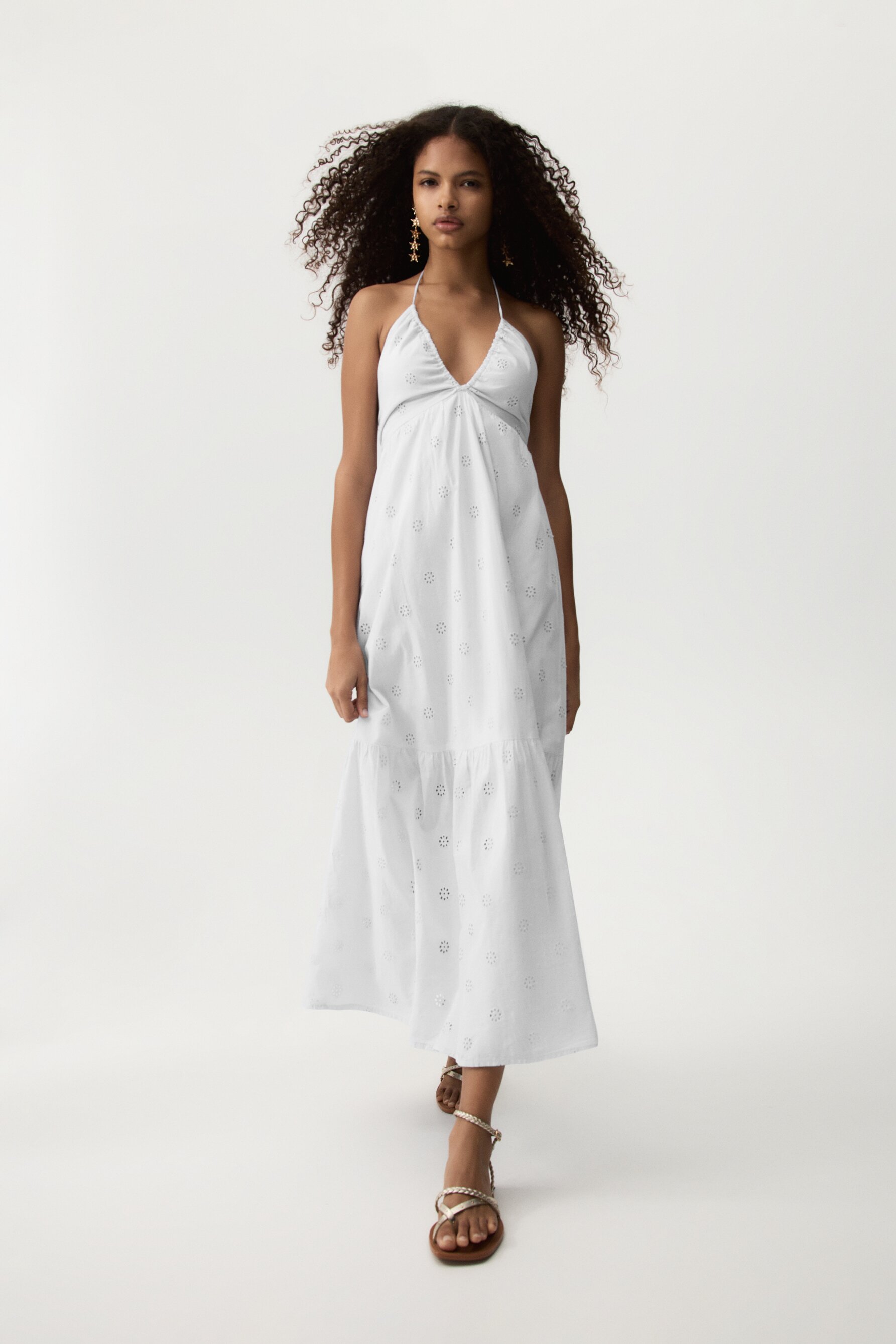 Vestido midi bordado suizo