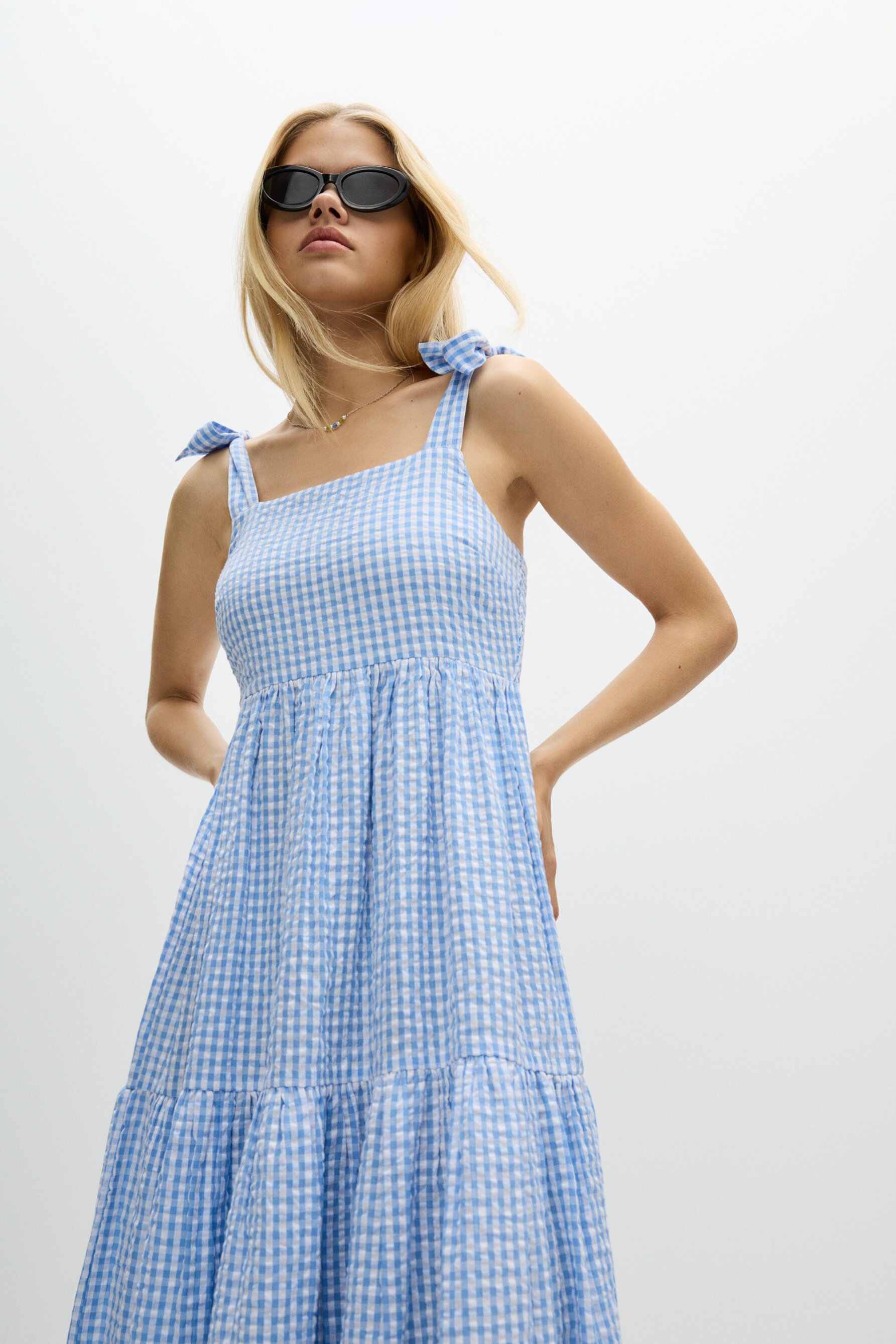 Vestido textura cuadro vichy