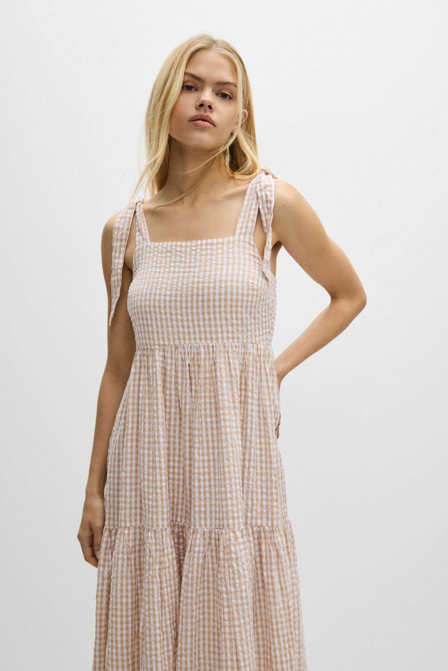 Vestido textura cuadro vichy