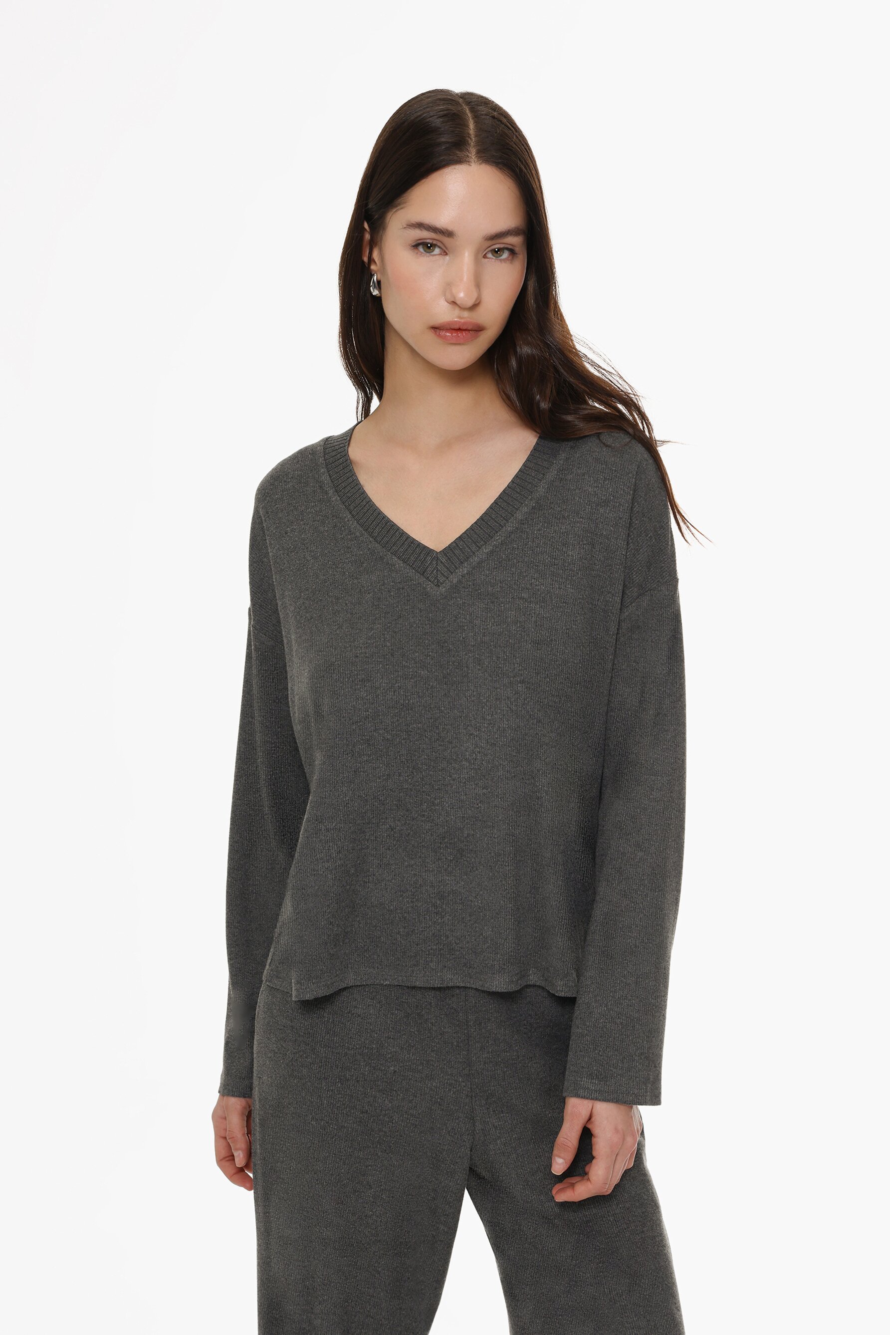 Imagen Jersey punto cortado cuello pico