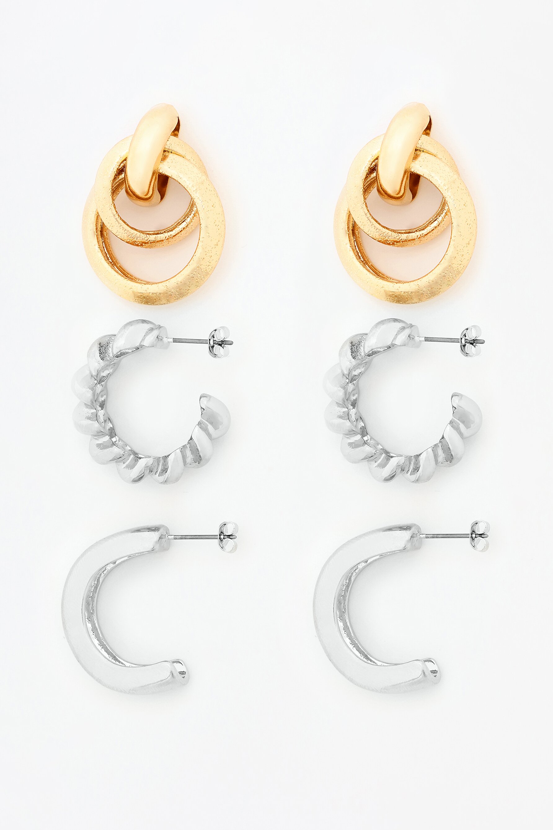 Conjunto de 3 brincos de argola