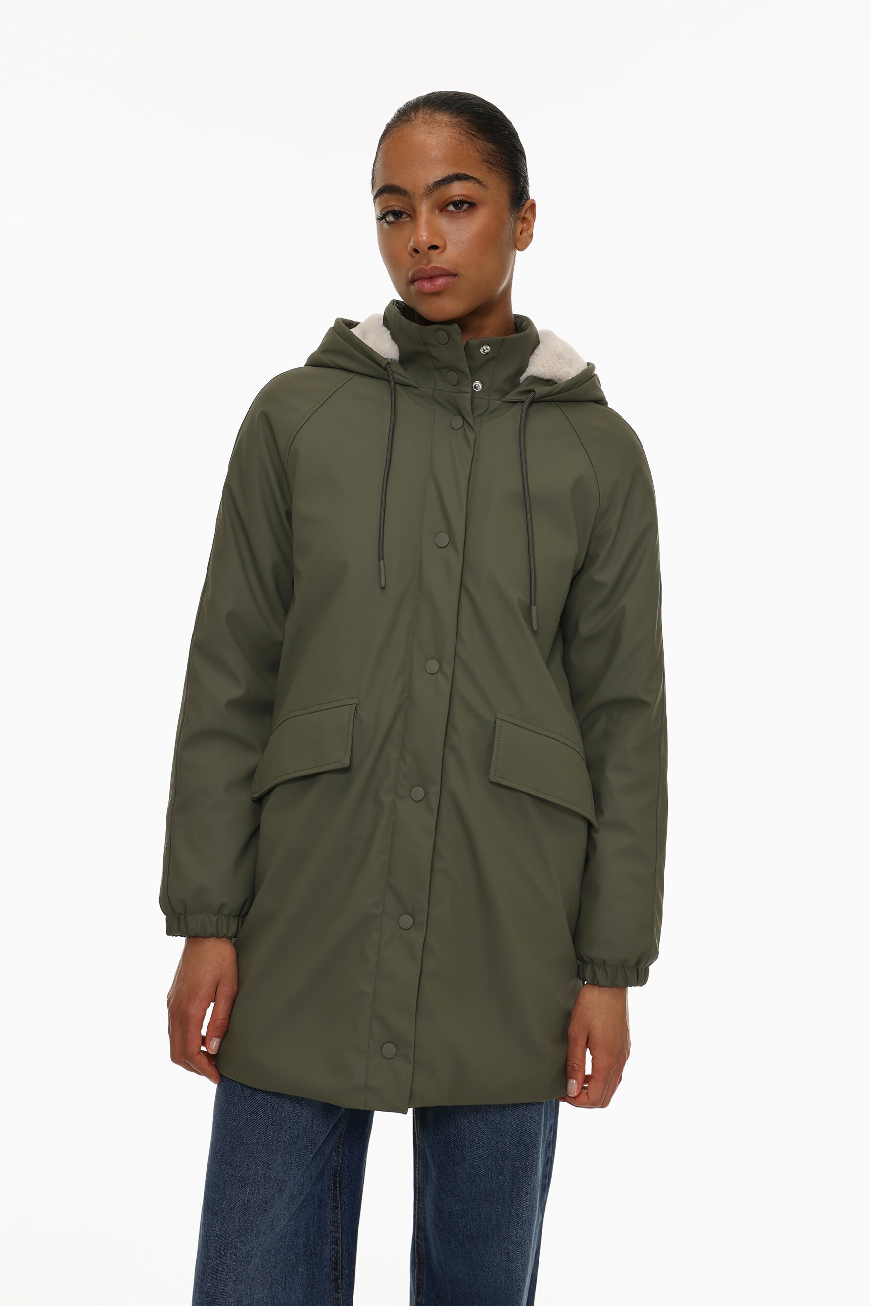 Parka efeito de caucho