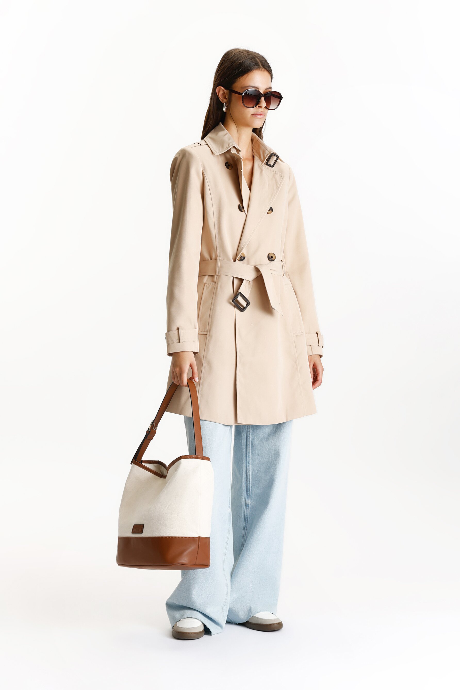Belted trench coat