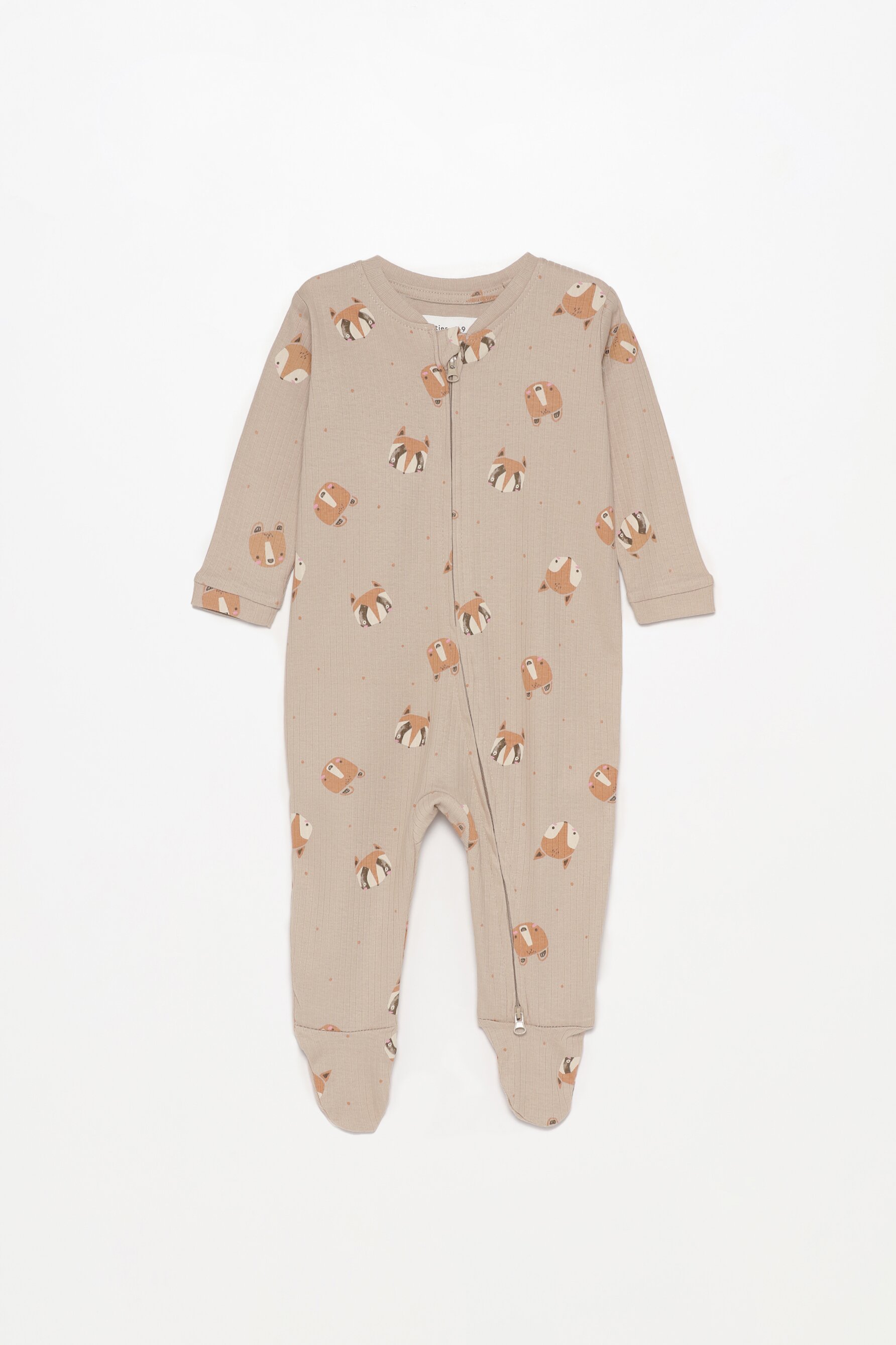 Ribbed sleepsuit with animal print
