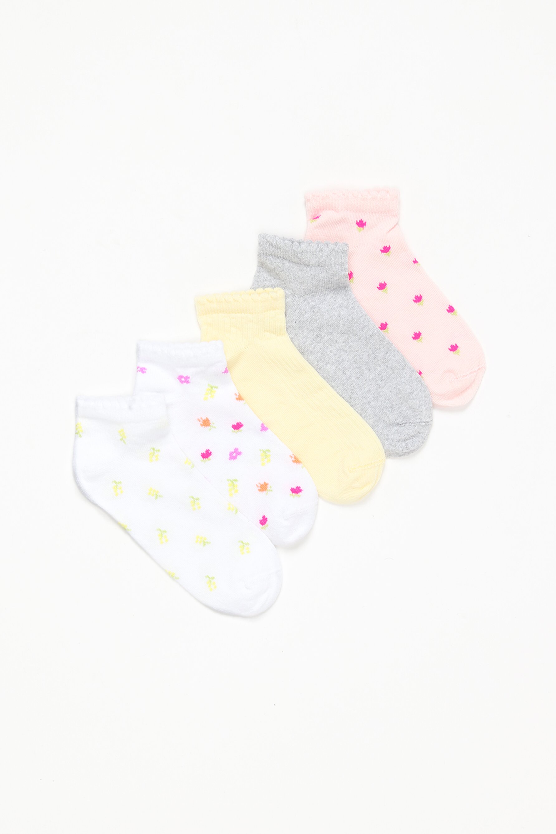 Pack de 5 pares de meias curtas com flores