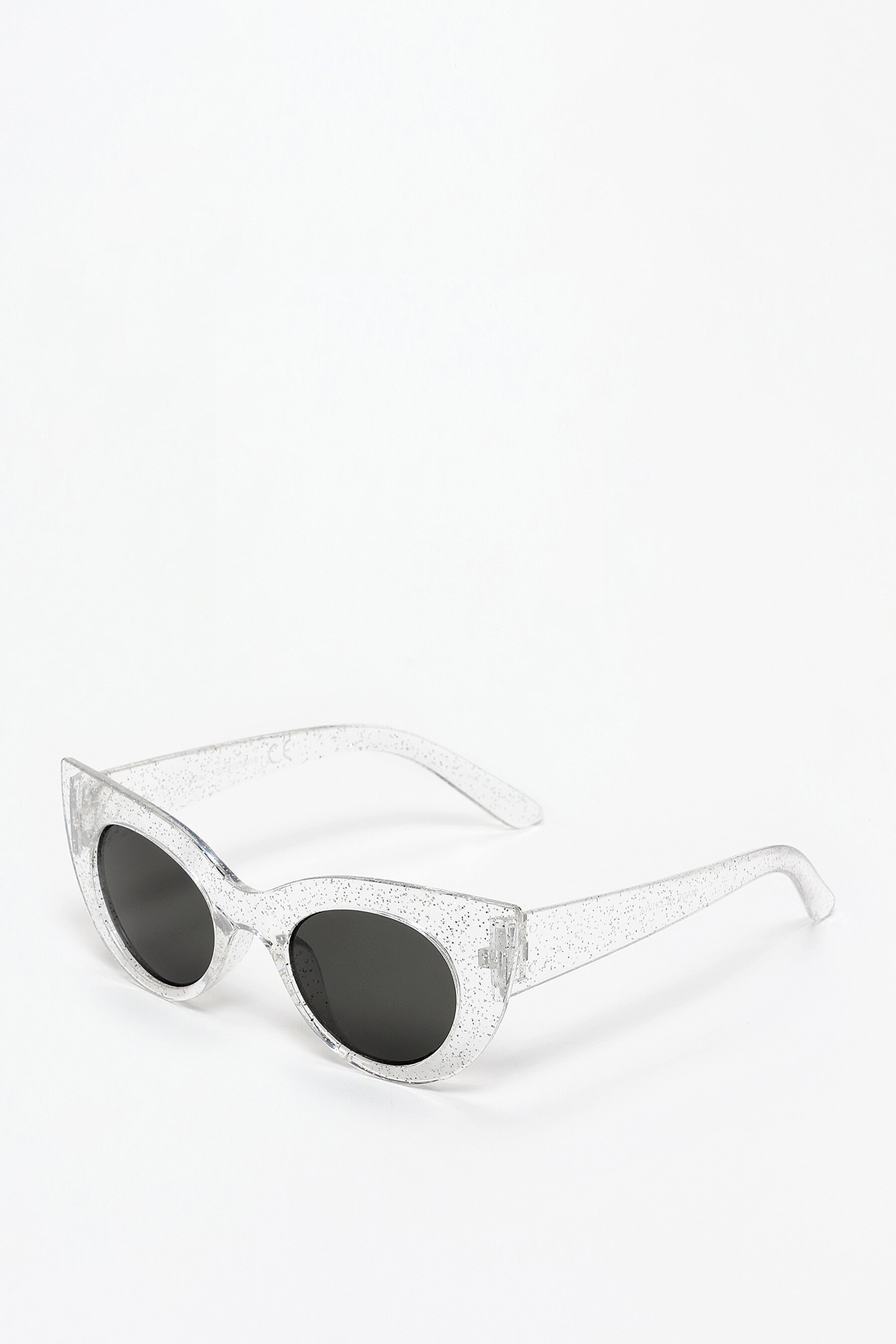 Menina | Óculos cat eye transparentes com purpurina