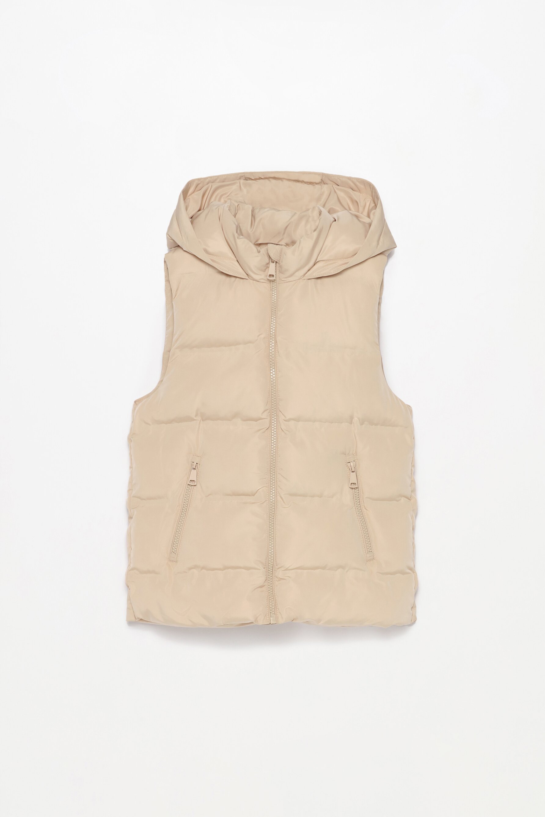 Long quilted gilet with hood
