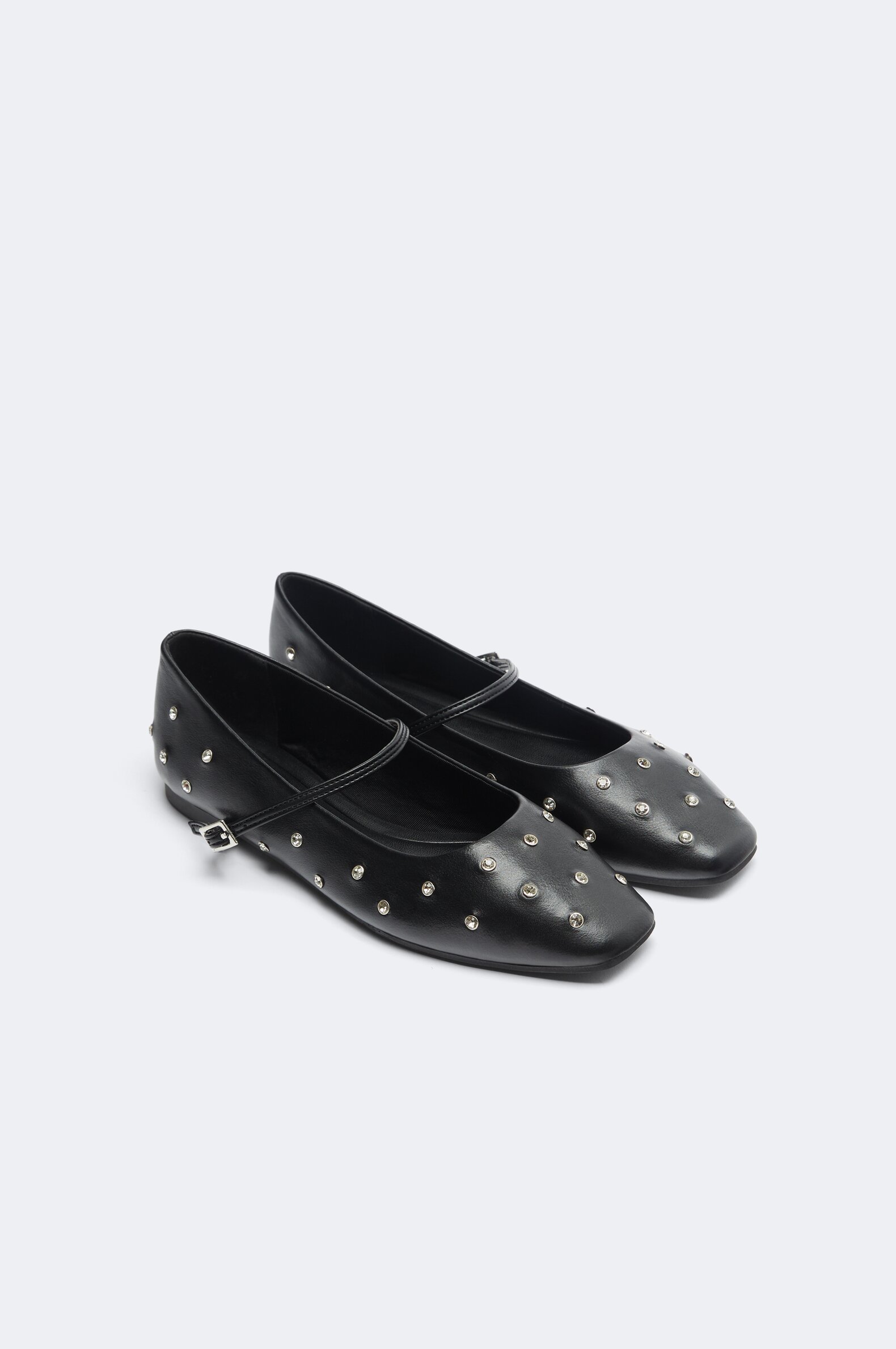Ballet flats with rhinestone buckle
