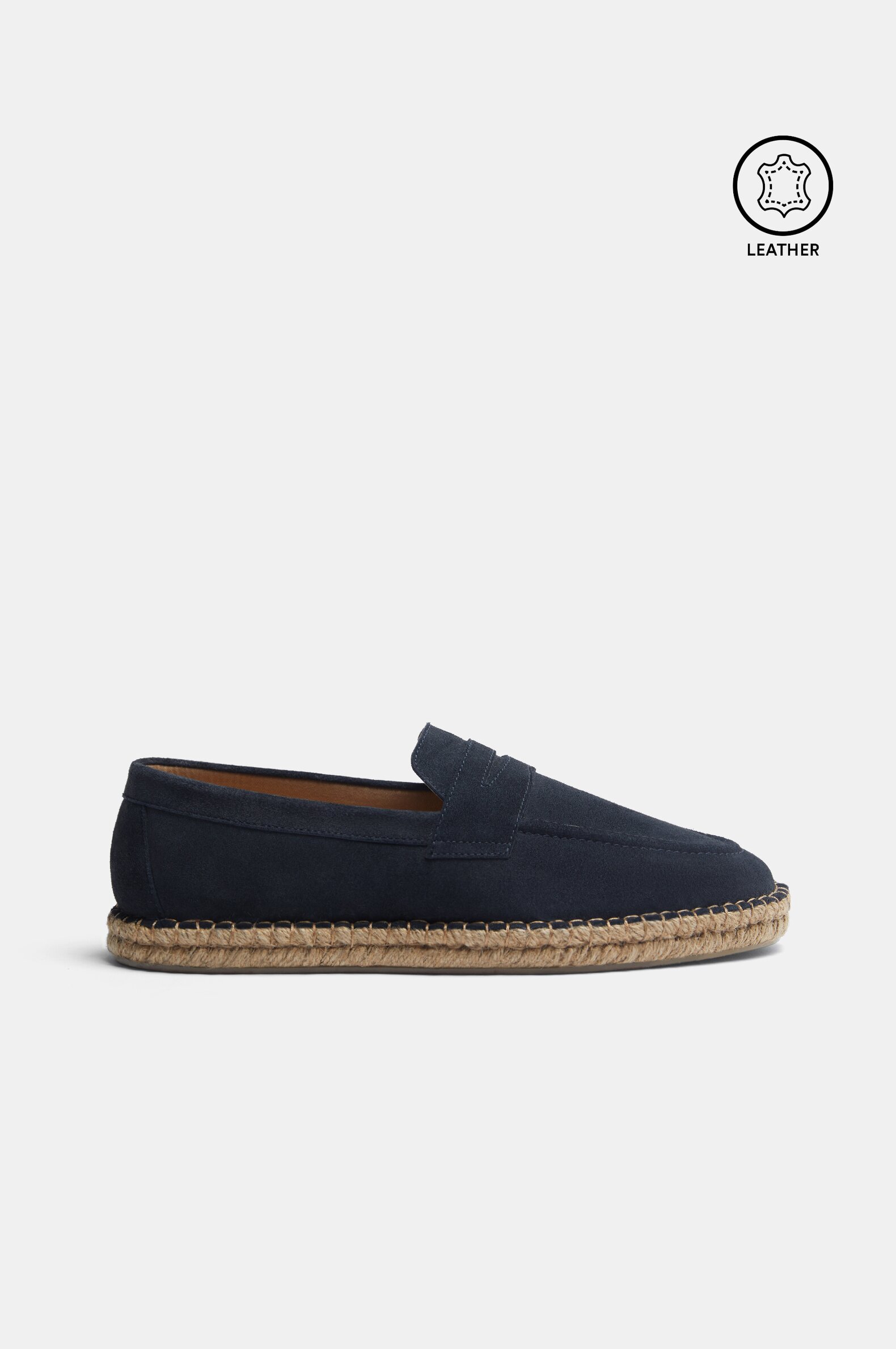 Leather and jute shoes with penny strap